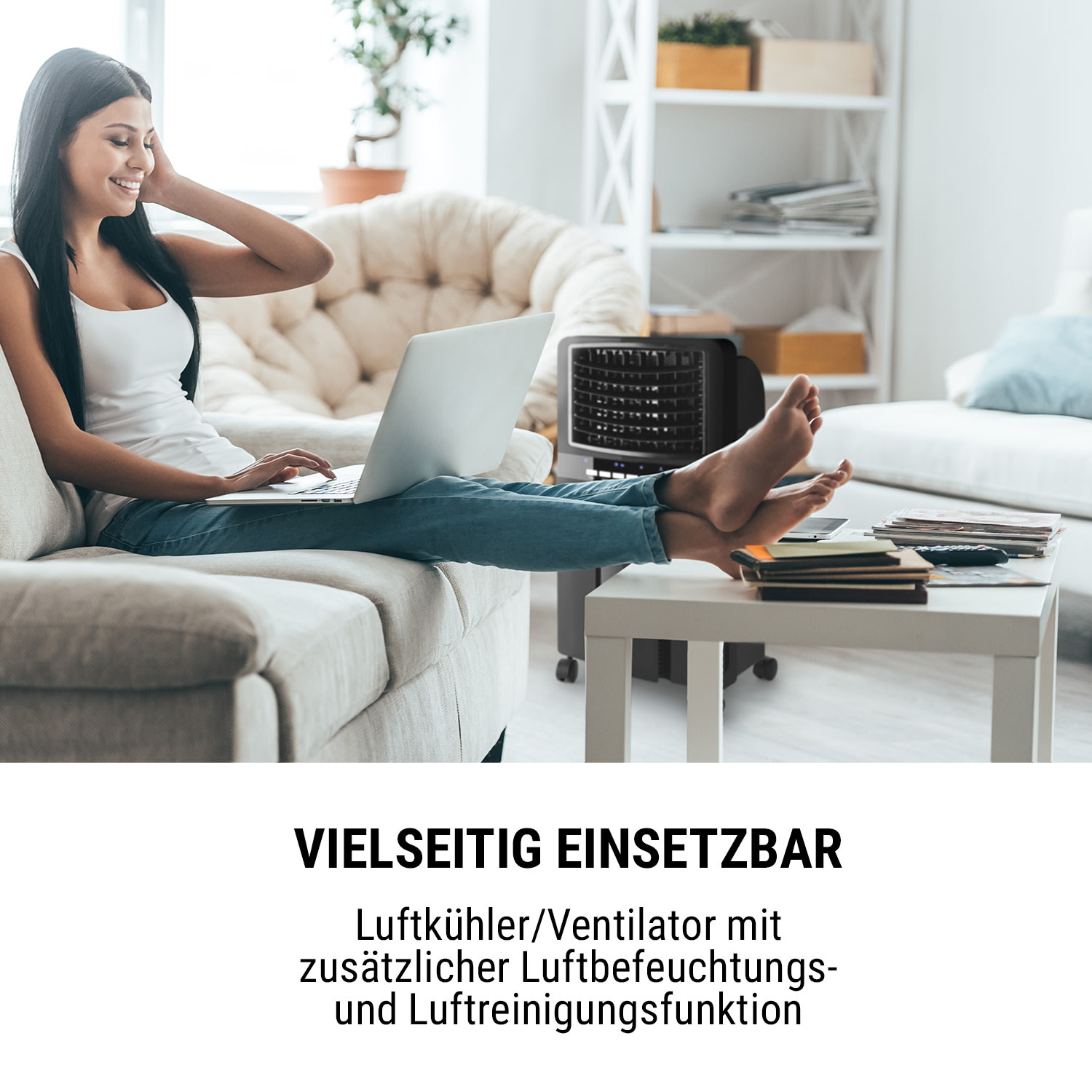 Baltic Black 3-in-1 Luftkühler 360 m³/h 65 W 6 Ltr Fernbedienung mobil 