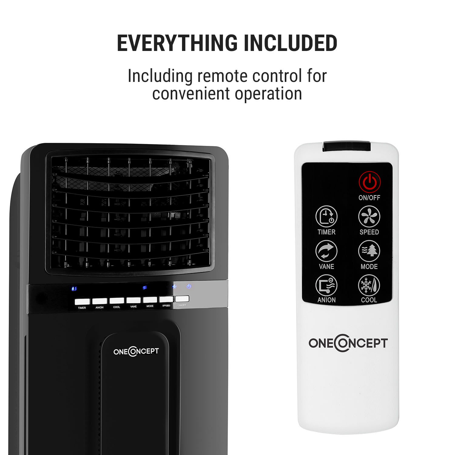 Baltic Black, rashlađivač zraka, ventilator, daljinski upravljač, 65 w, 400 m³/h, Crna