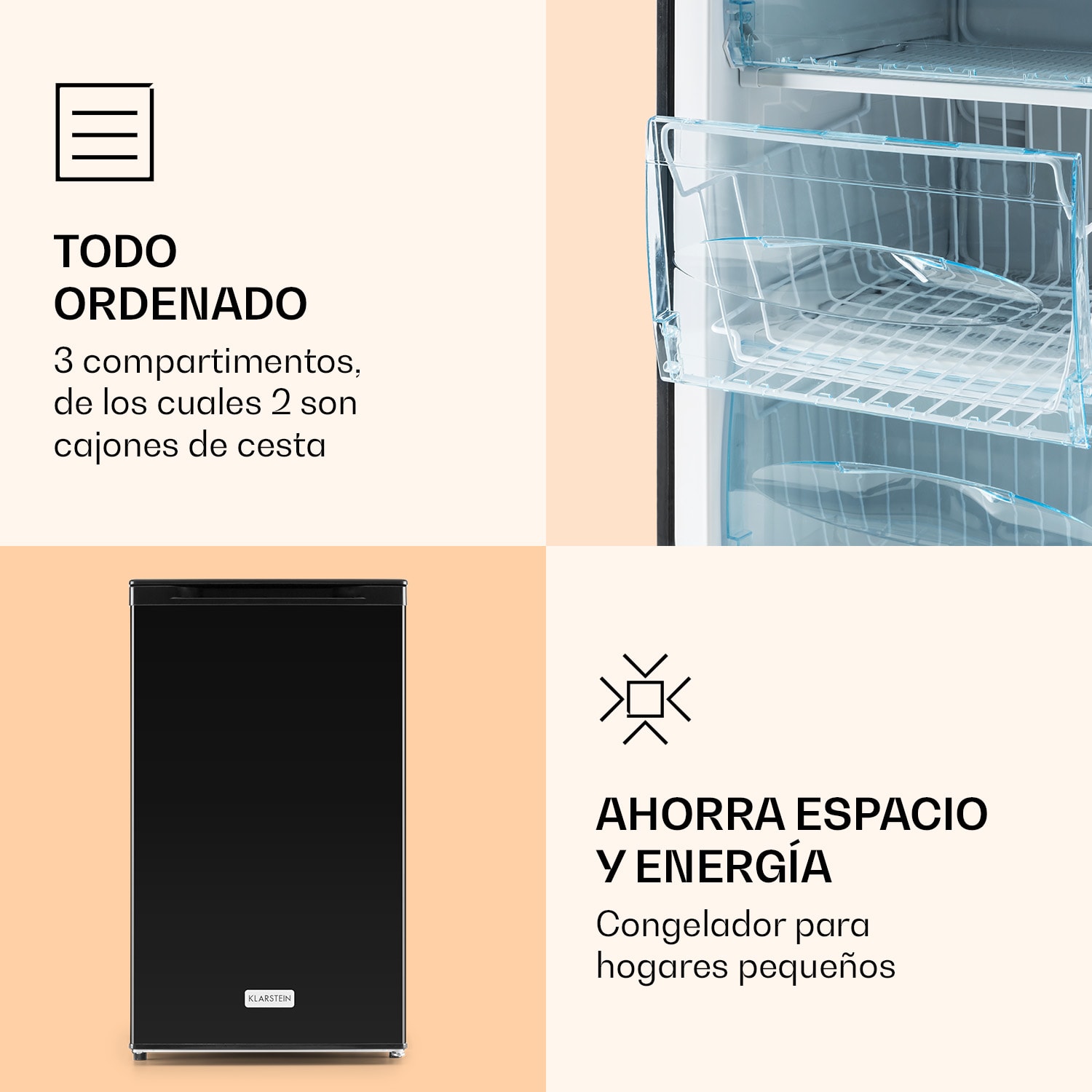 Congelador Garfield XL 4 estrellas, 69 litros, 80 vatios, ruido de funcionamiento: 41 dB Negro