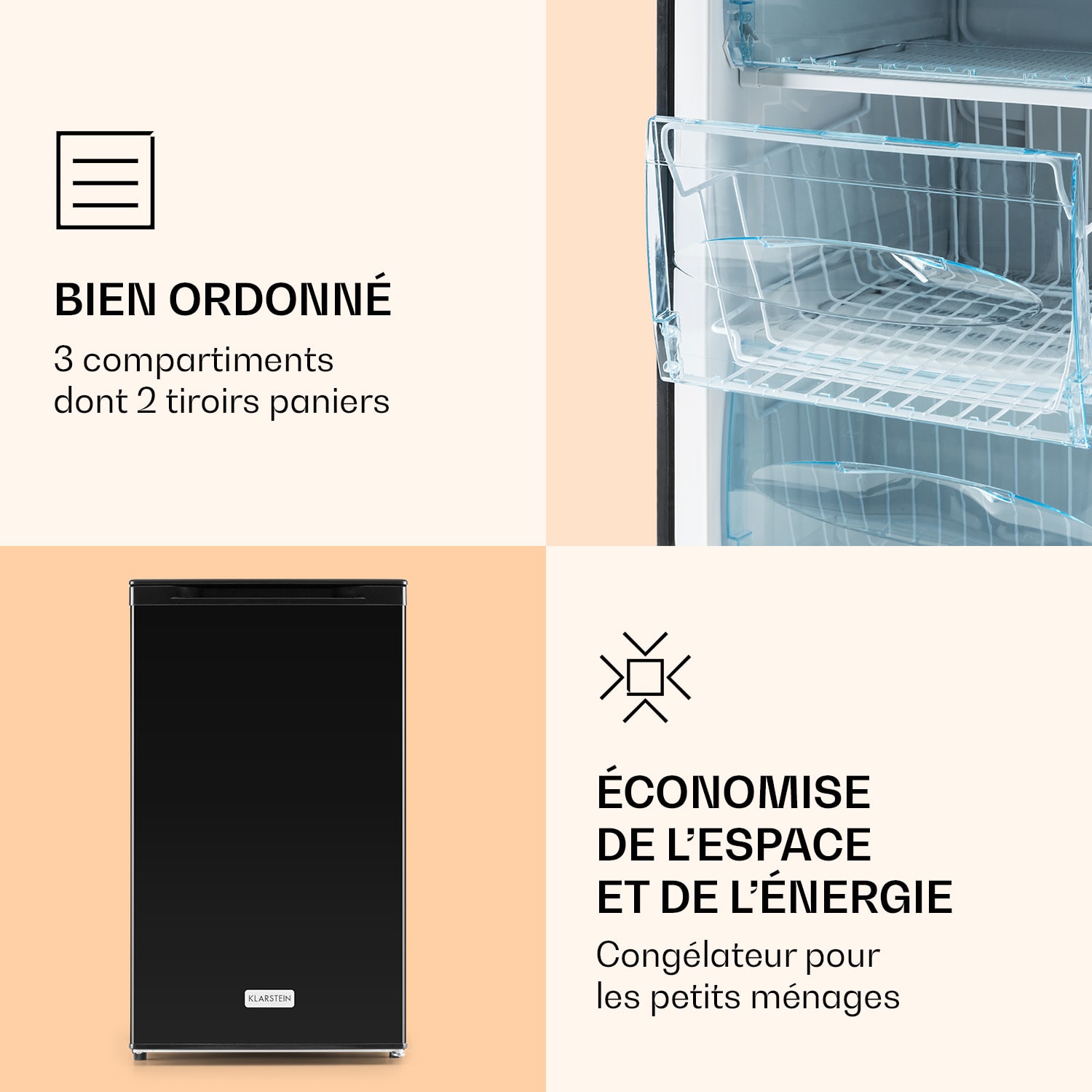 Congélateur Garfield XL 4 étoiles 69L 80W niveau sonore : 41 dB Noir