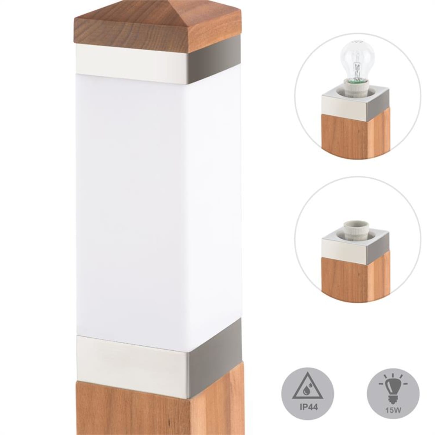Blum Borneo Feldt lampă de 65 cm, din lemn de tec din oțel inoxidabil pătrat E27 / 15W 