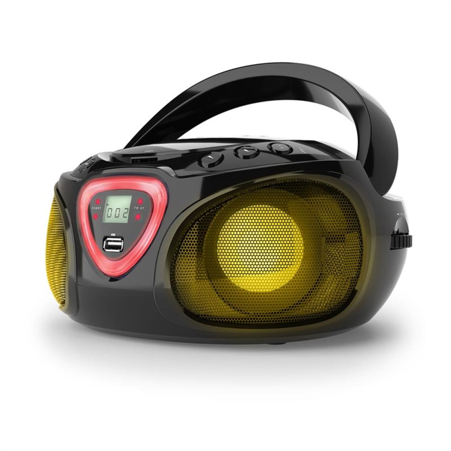 Roadie, radioodtwarzacz CD, boombox, UKF-FM, show świetlny, CD, Bluetooth 5.0 Czarny