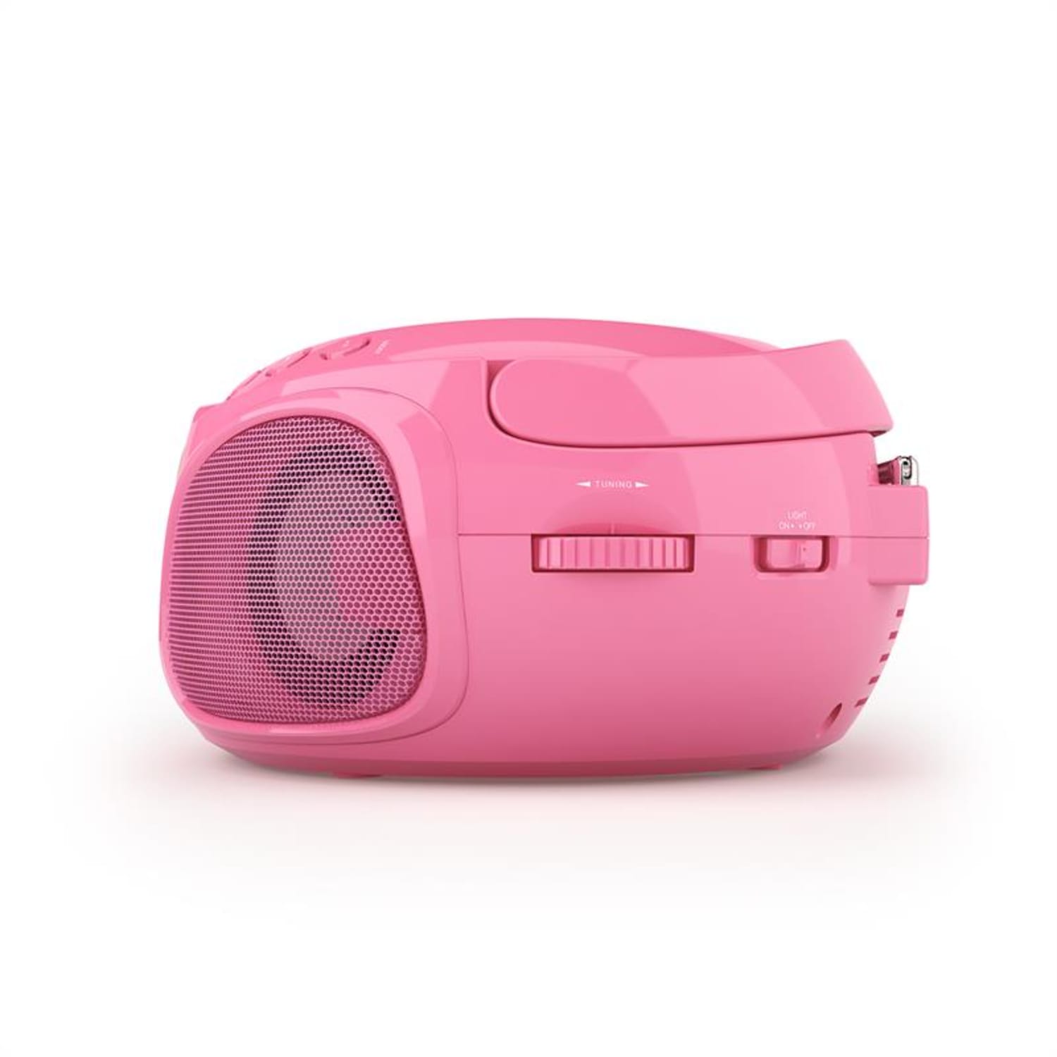 Roadie CD Boombox UKW радио, Светлинно шоу, CD плейър, Bluetooth 5.0 Розов
