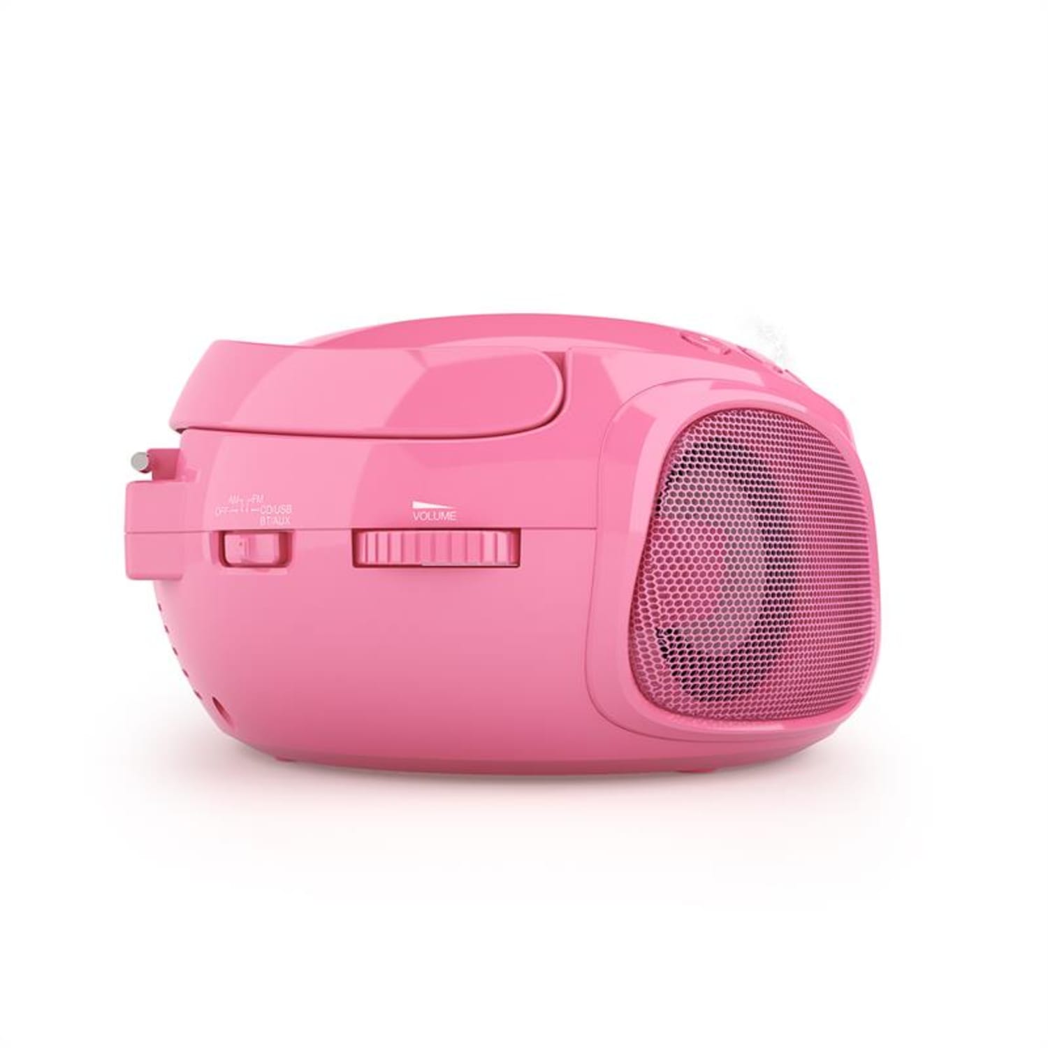 Roadie CD Boombox UKW радио, Светлинно шоу, CD плейър, Bluetooth 5.0 Розов