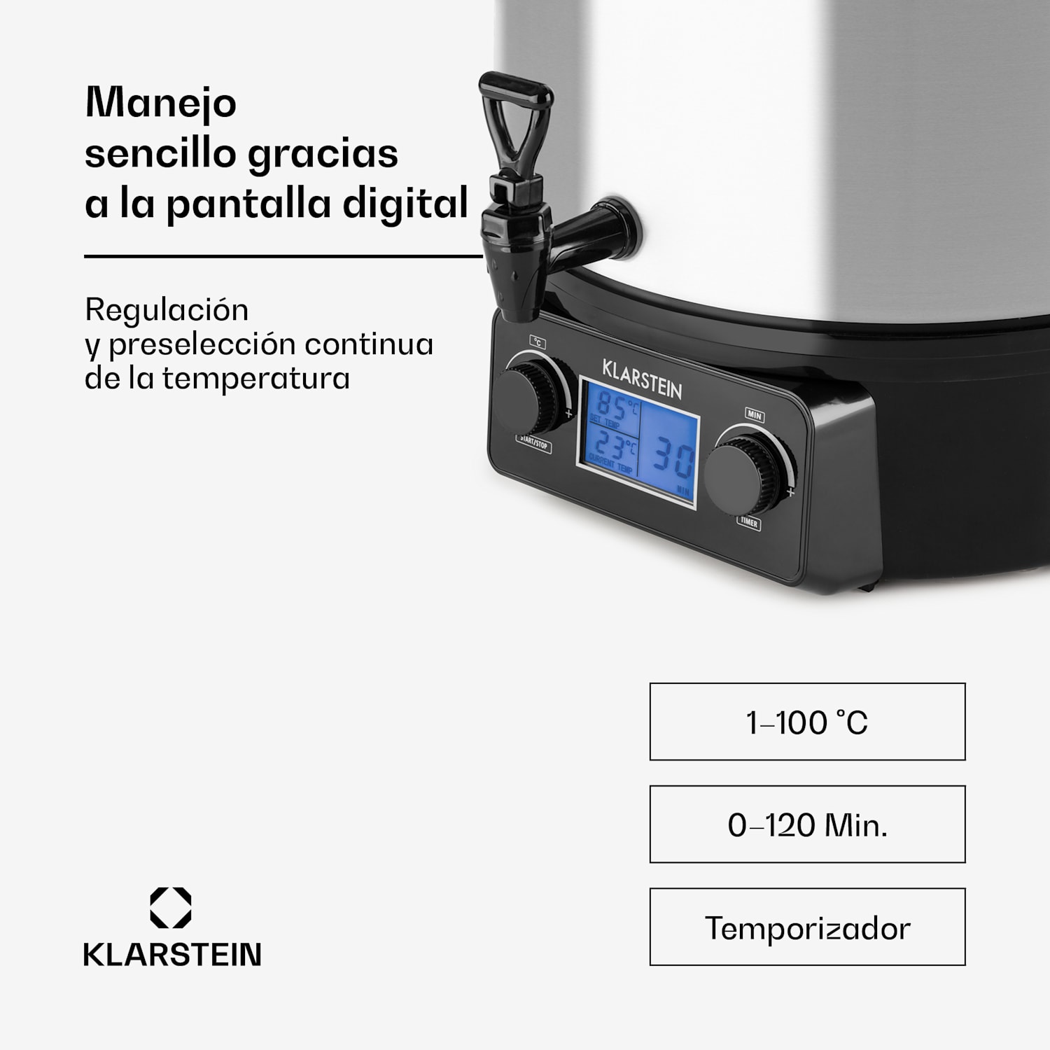 Biggie Digital Olla pasteurizadora 27l 2000W Acero inoxidable 