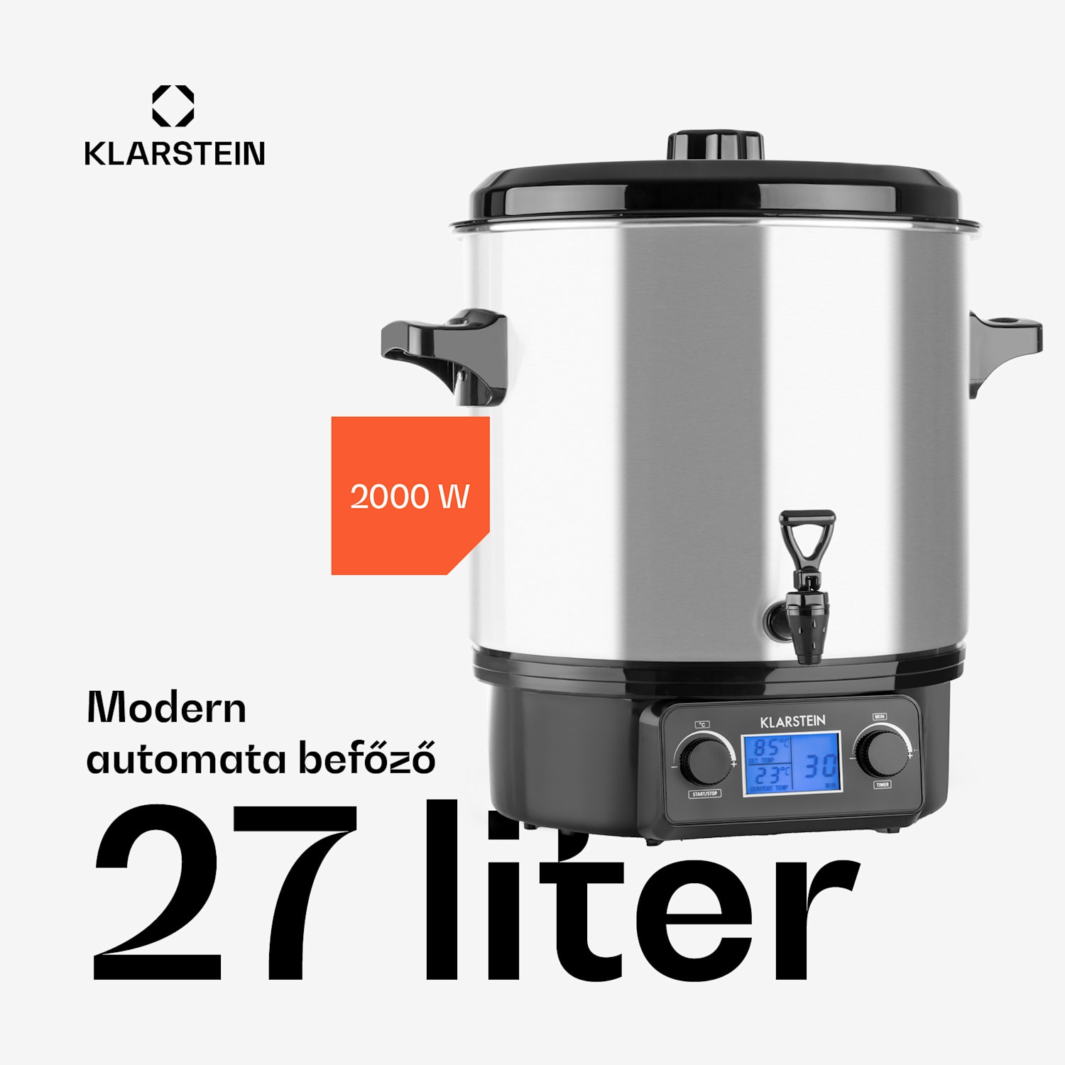 Biggie Digital, befőzőautomata, 27 l, 2000 W, rozsdamentes acél 