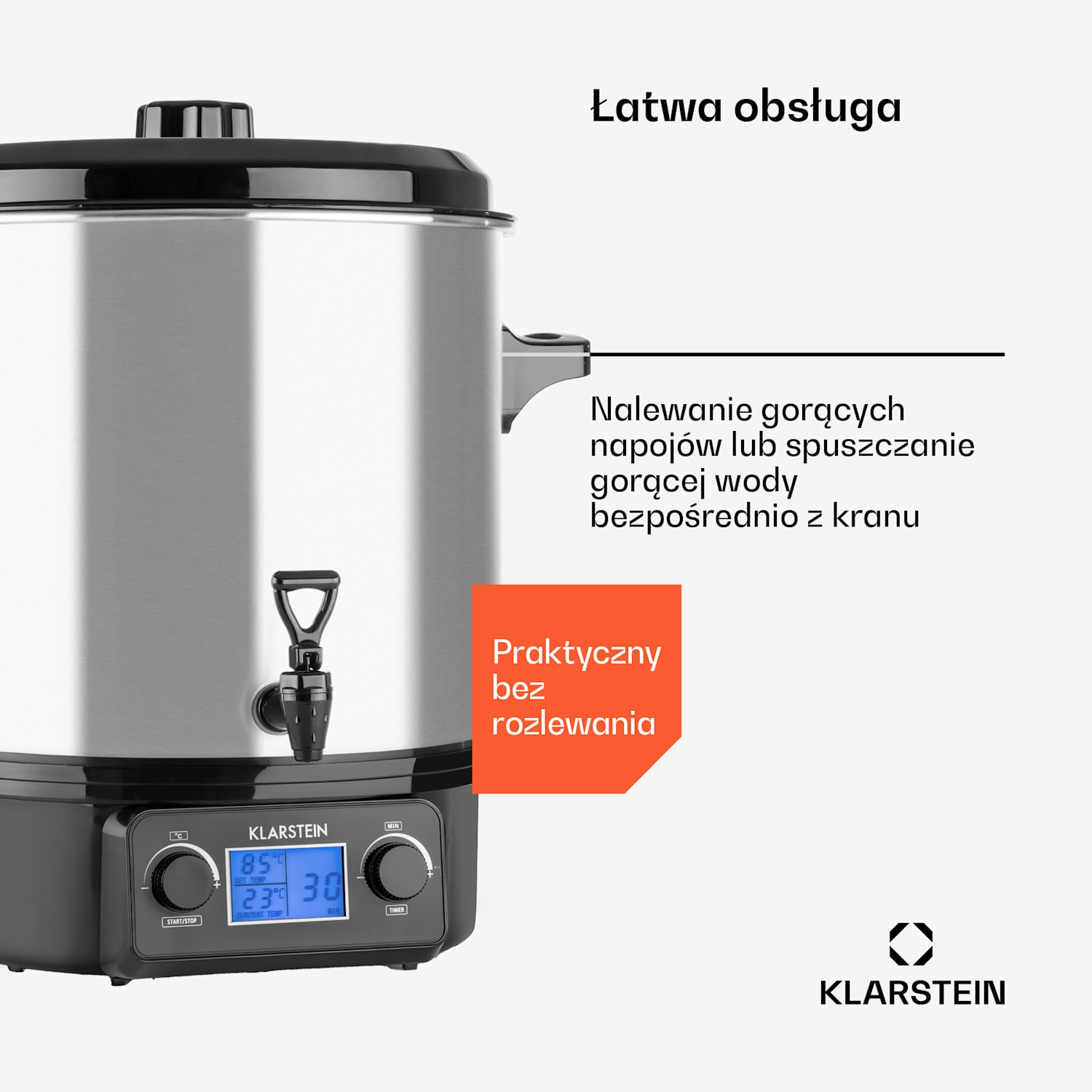 Biggie Digital Automat do wekowania Garnek do pasteryzacji 27 l 2000 W stal nierdzewna 27 L | Cyfrowy | Srebrny