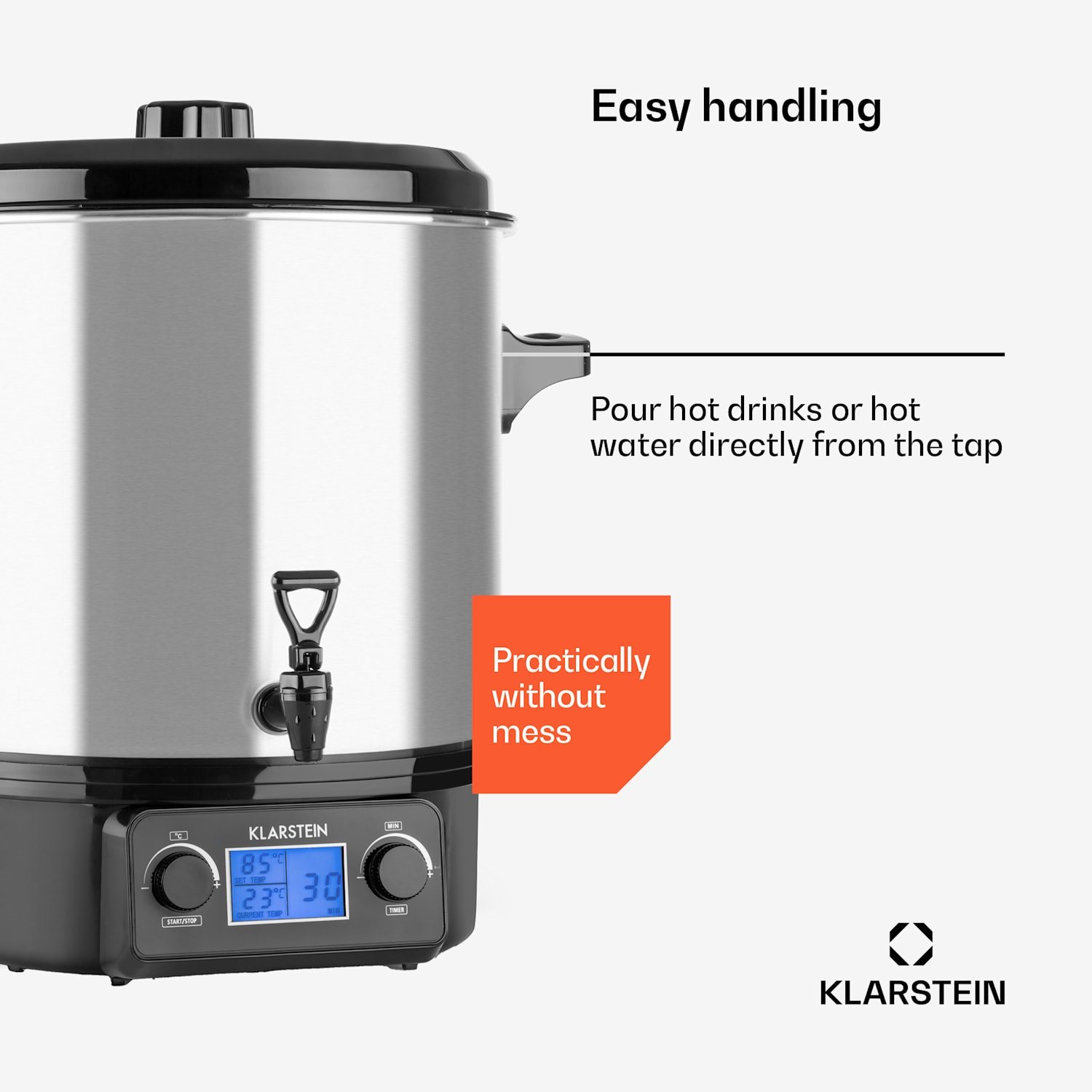 Biggie Digital Panela Eléctrica c/Dispensador 27L 2000W Aço Inoxidável 27 L | Digital | Prateado