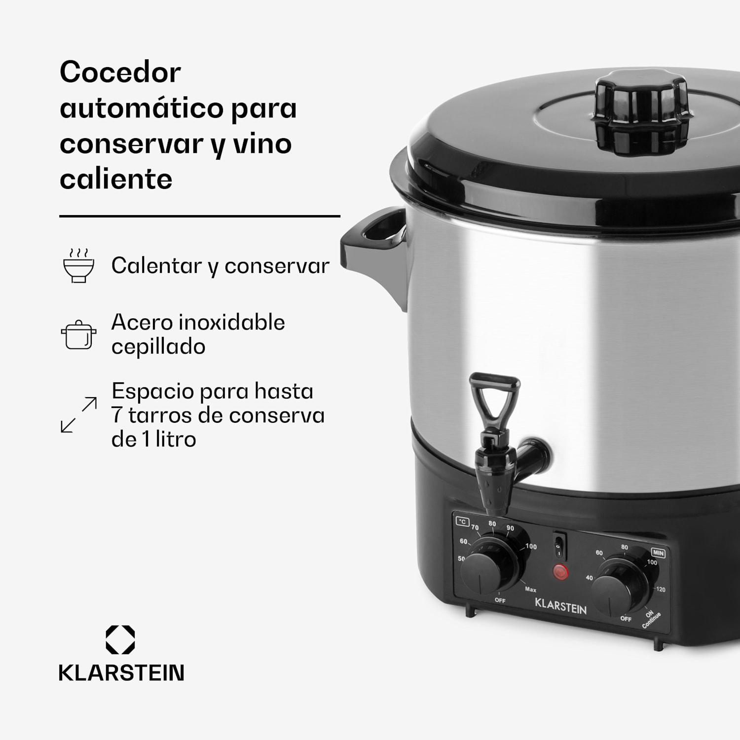 Biggie Small Olla pasteurizadora 16l 2000W Acero inoxidable 16 L | Mecánico | Plata