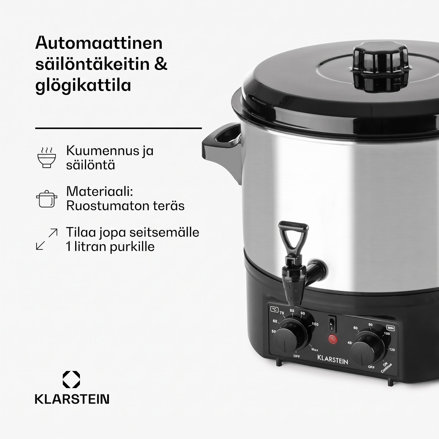 Biggie Small keittämisautomaatti haudutuspata 16 litraa 2000 W teräs 16 L | Mekaanikko | Hopea