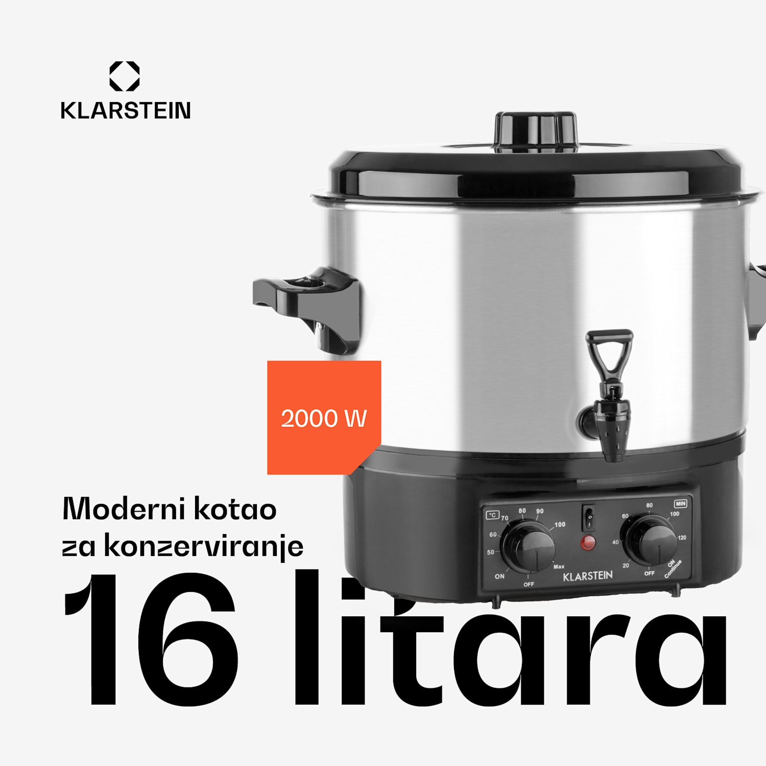 BIGGIE SMALL, NEHRĐAJUĆI ČELIK, 16 L, 2000 W, AUTOMAT ZA ZAKUHAVANJE, LONAC ZA ZAKUHAVANJE 16 L | Mehaničar | Srebro