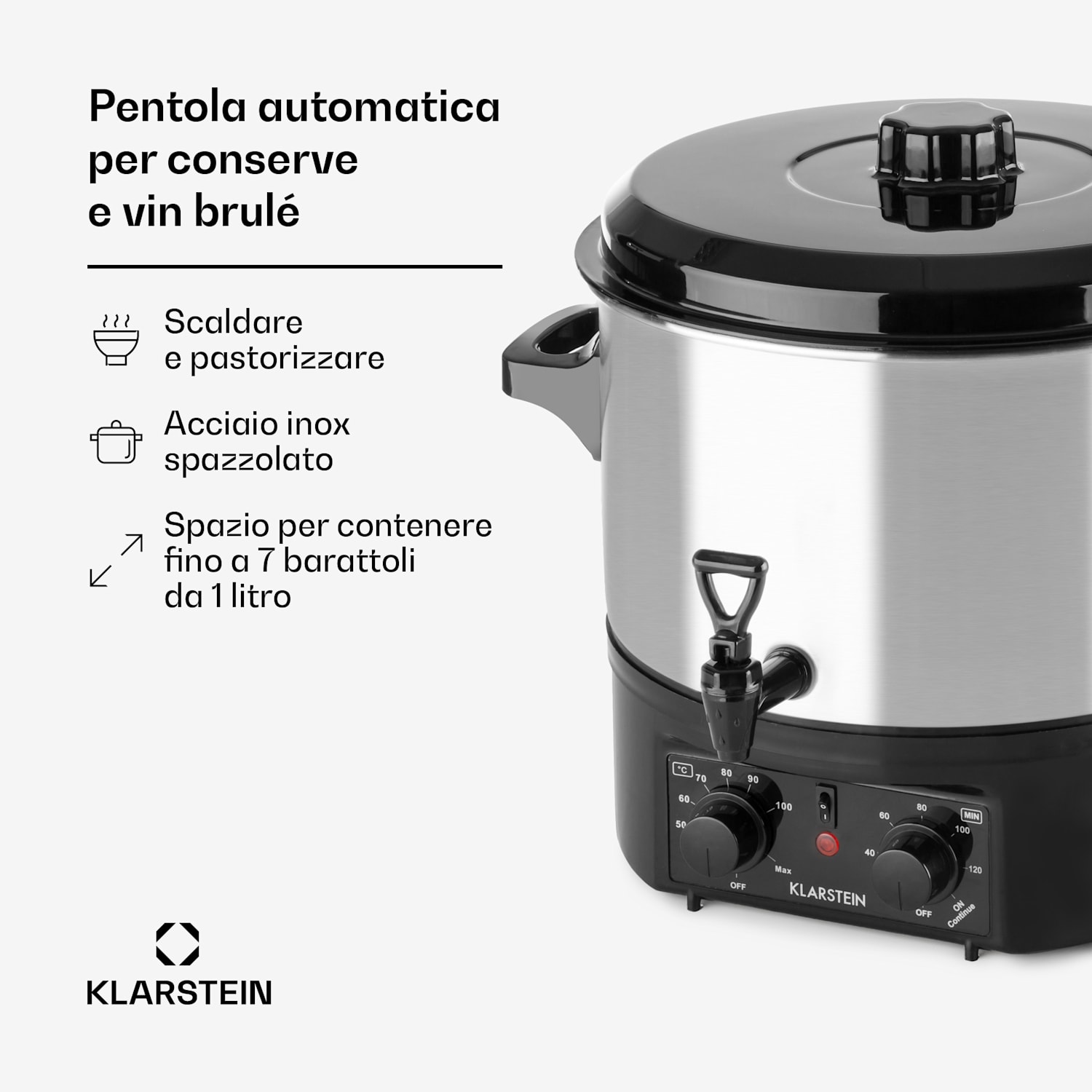 Biggie Small Pentola per conserve completamente automatica Pentola per conserve 16 litri 2000W Acciaio inox 