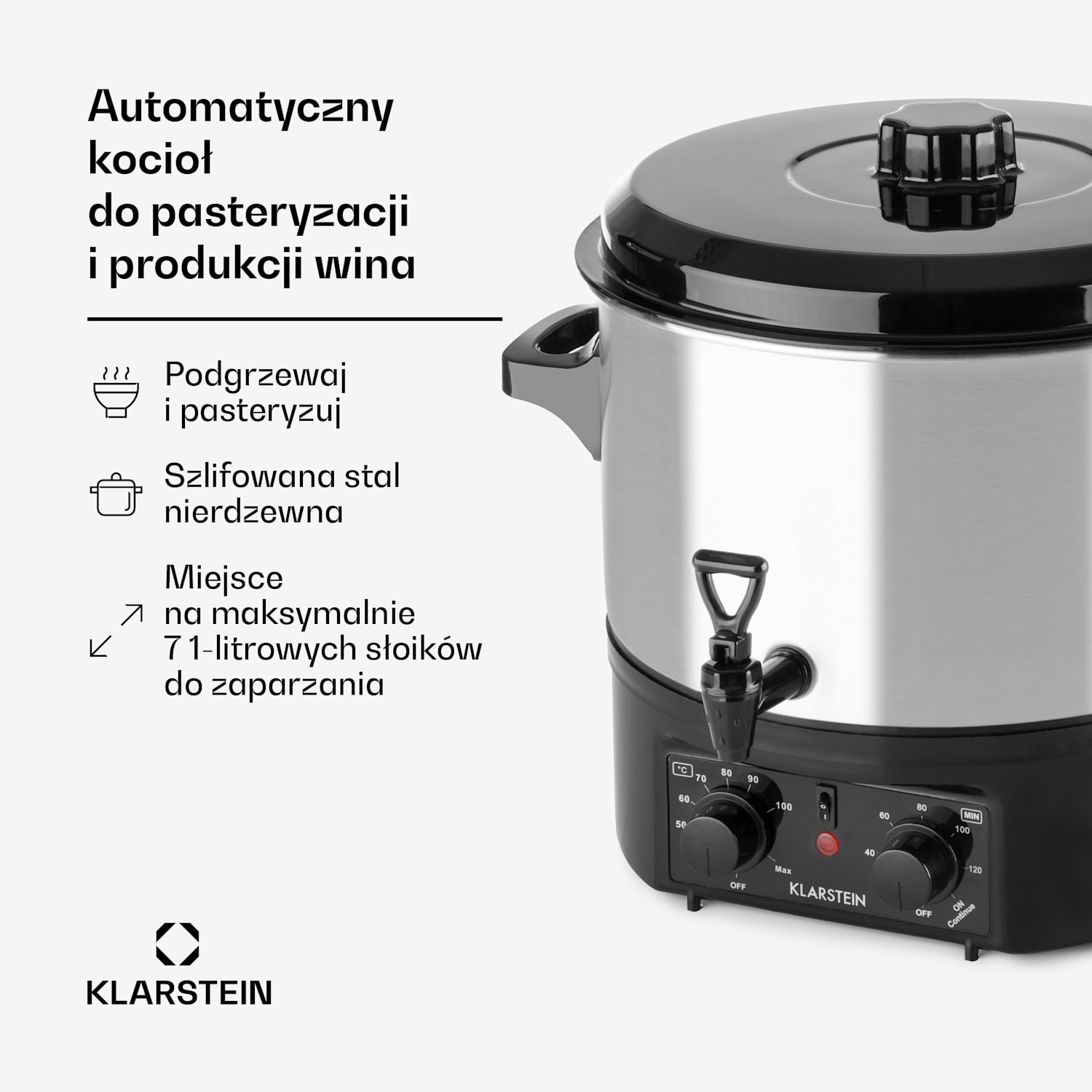 Biggie Small Automat do wekowania Garnek do pasteryzacji 16 l 2000 W stal nierdzewna 16 L | Mechanik | Srebrny