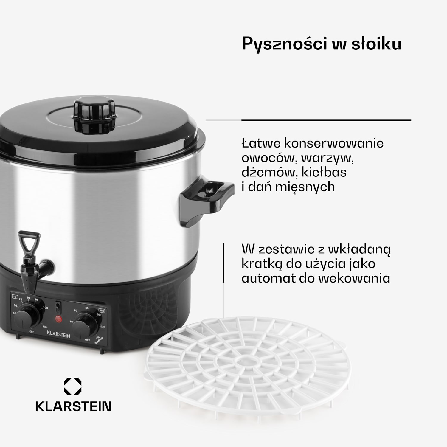 Biggie Small Automat do wekowania Garnek do pasteryzacji 16 l 2000 W stal nierdzewna 16 L | Mechanik | Srebrny
