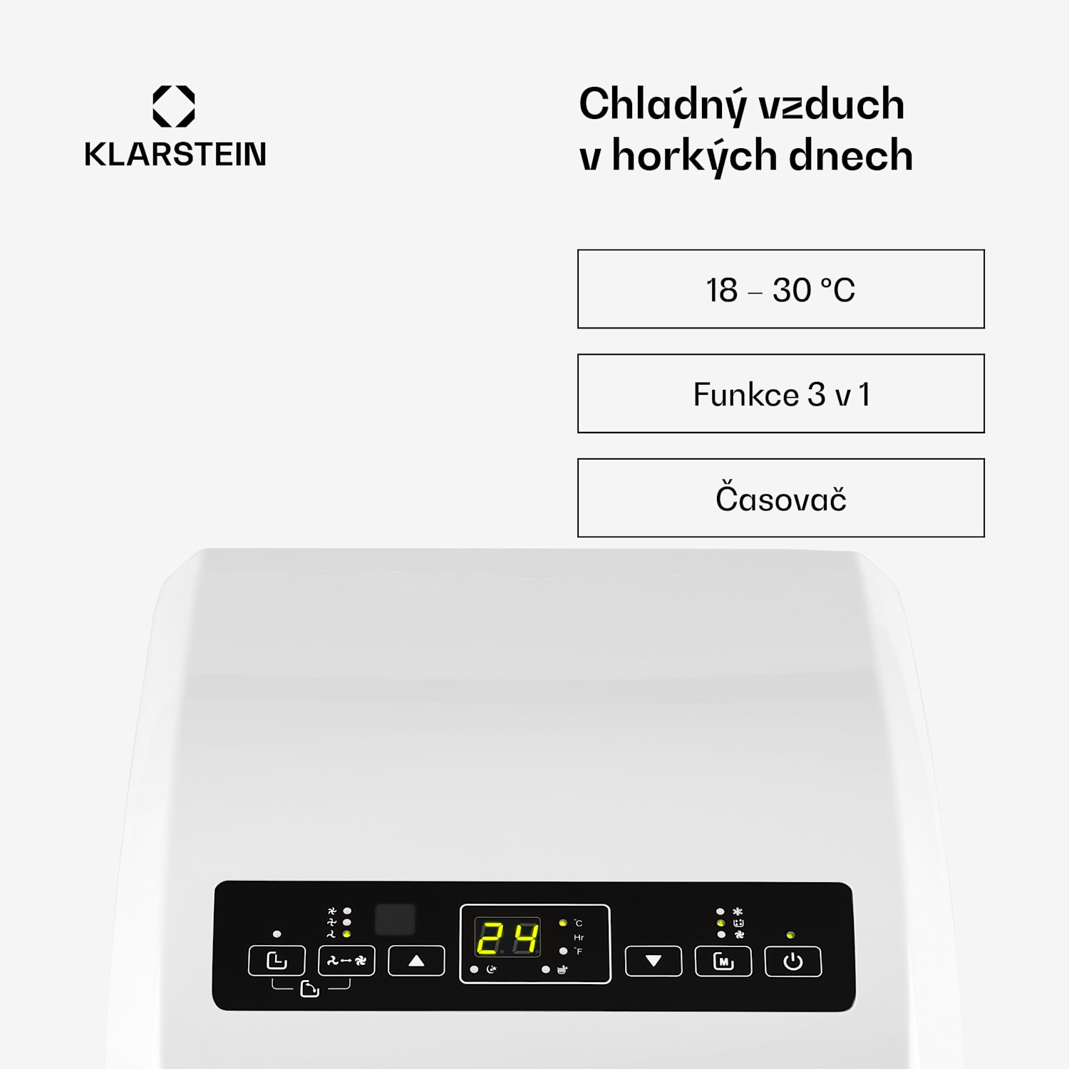 Metrobreeze Rom, bílá, mobilní klimatizace, 10000 BTU, třída A +, dálkový ovladač 