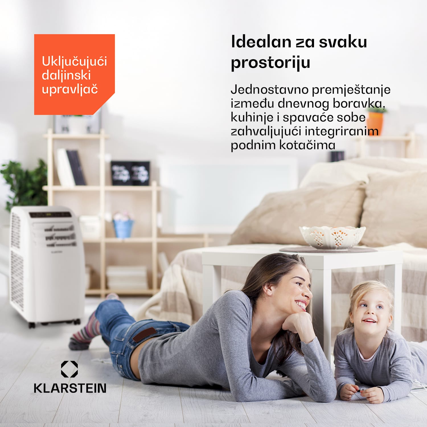 Metrobreeze rom, prijenosnia klima, 10.000 btu, klasa a+, daljinski upravljač, bijeli Bijela