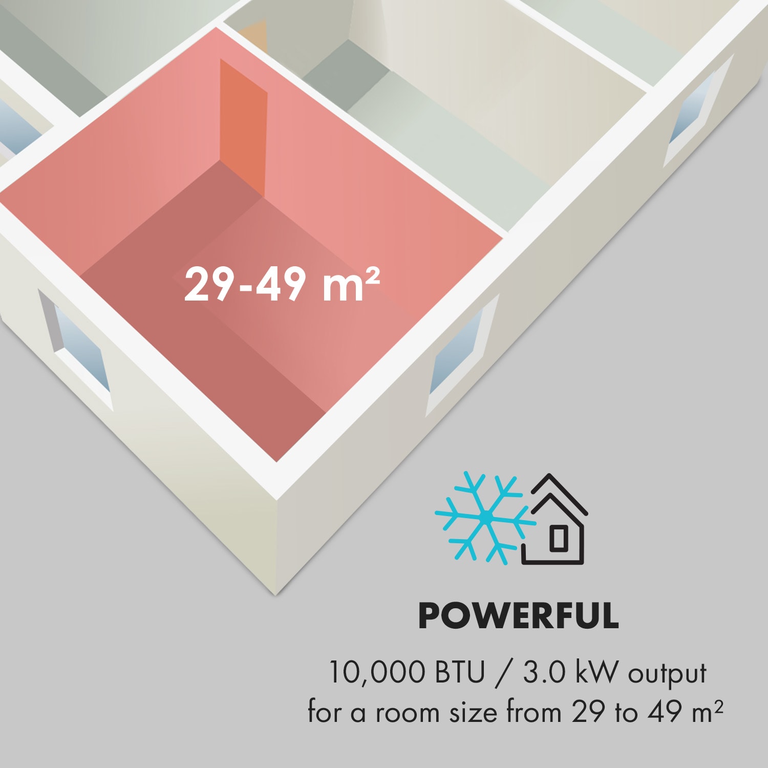 Metrobreeze Rom Klimatizace 10 000 BTU/3,0 kW EEC A+ Černá
