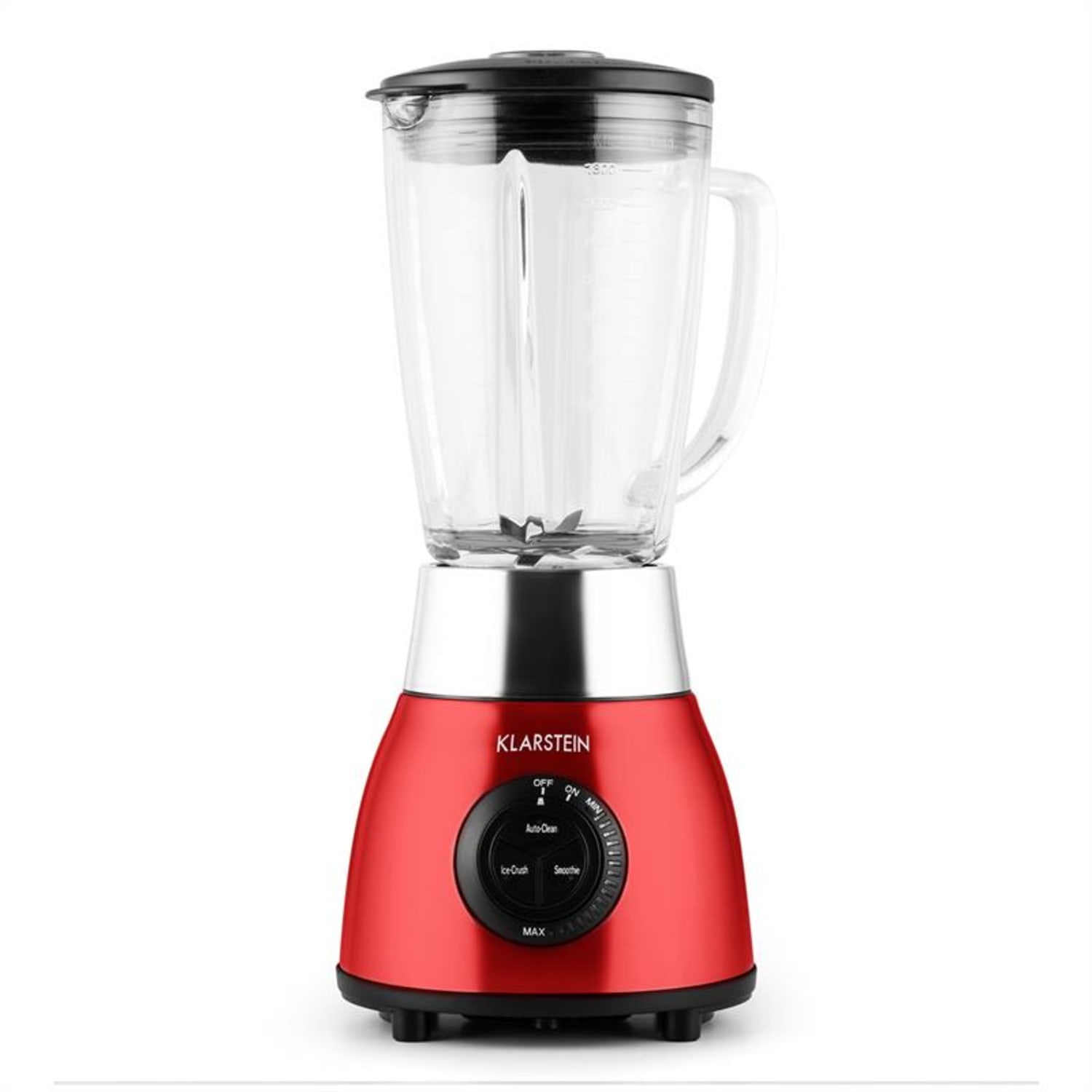 Klarstein Herakles Steel, červený, 1,8 l, 1200 W, stolní mixér, skleněný džbán, ušlechtilá ocel Červená
