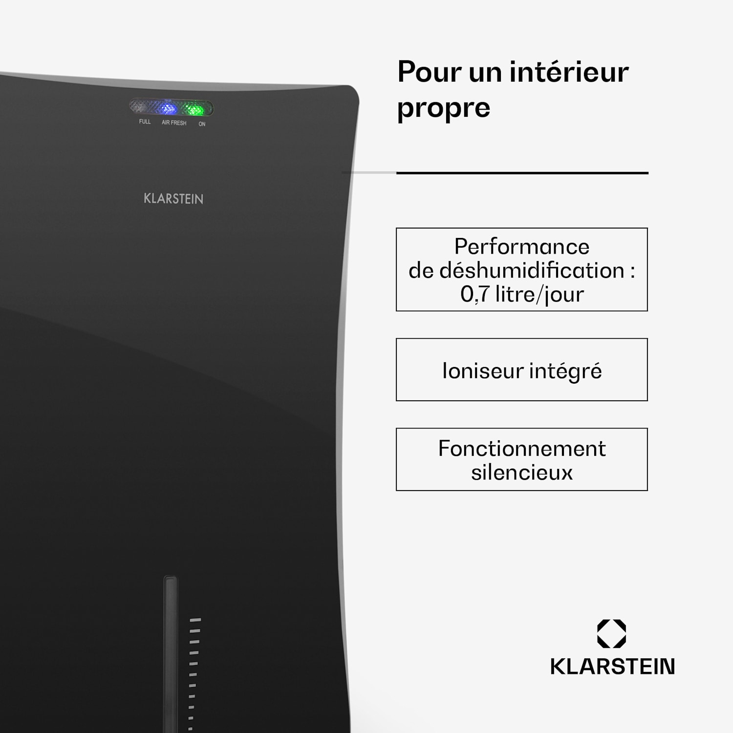 Drybest 2000 2G Déshumidificateur d‘air Ionisateur 700 ml/j 70 W – noir 