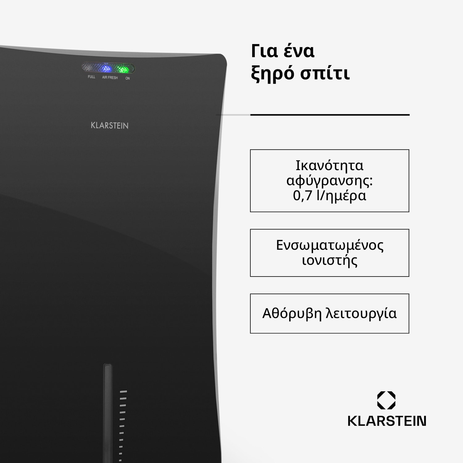 Drybest 2000 2G, αφυγραντήρας αέρα, ιονιστής, 700 ml/ημέρα, 70 W, μαύρο Μαύρο