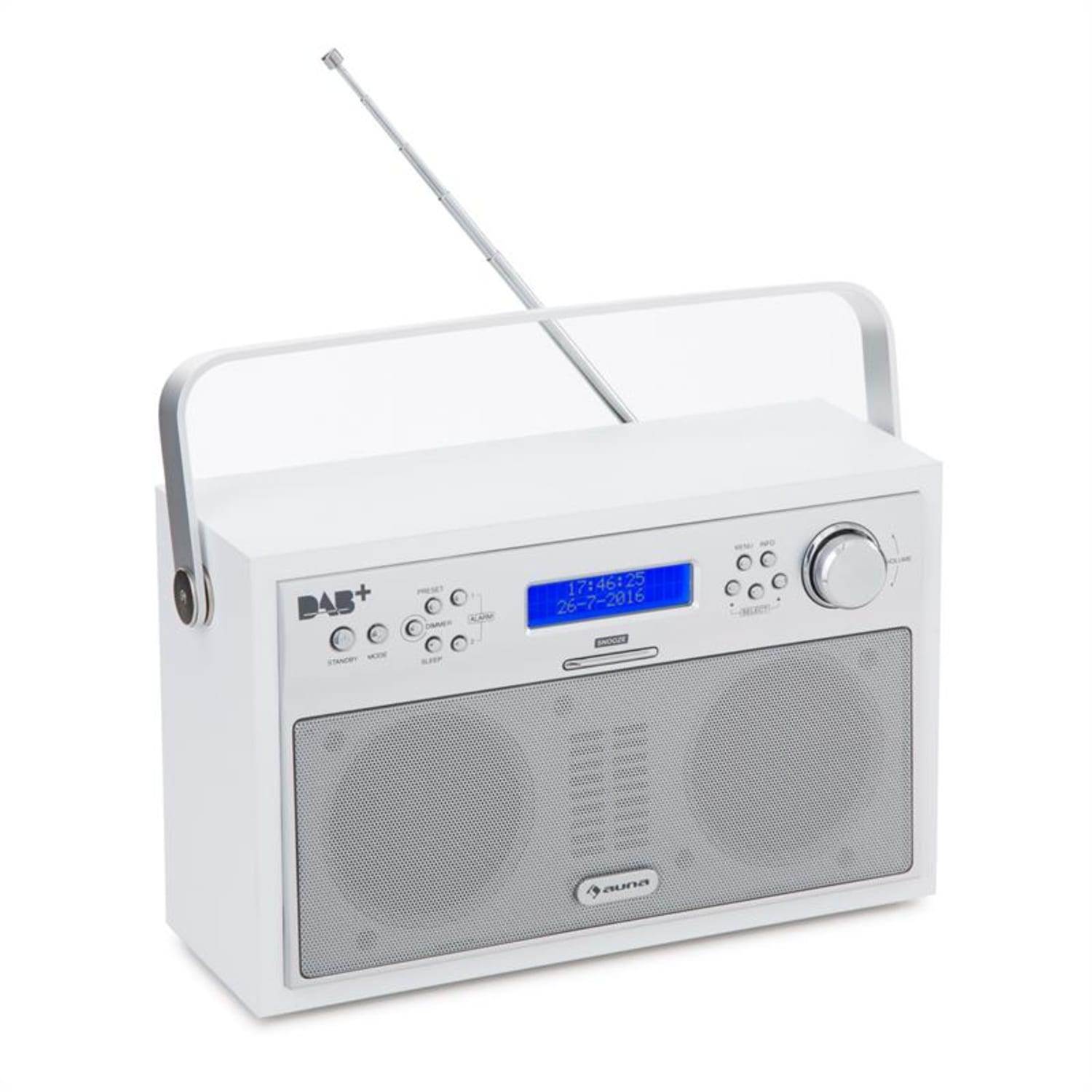 Akkord Radio digital portátil DAB+/PLL-FM Radio Alarma LCD blanca Blanco