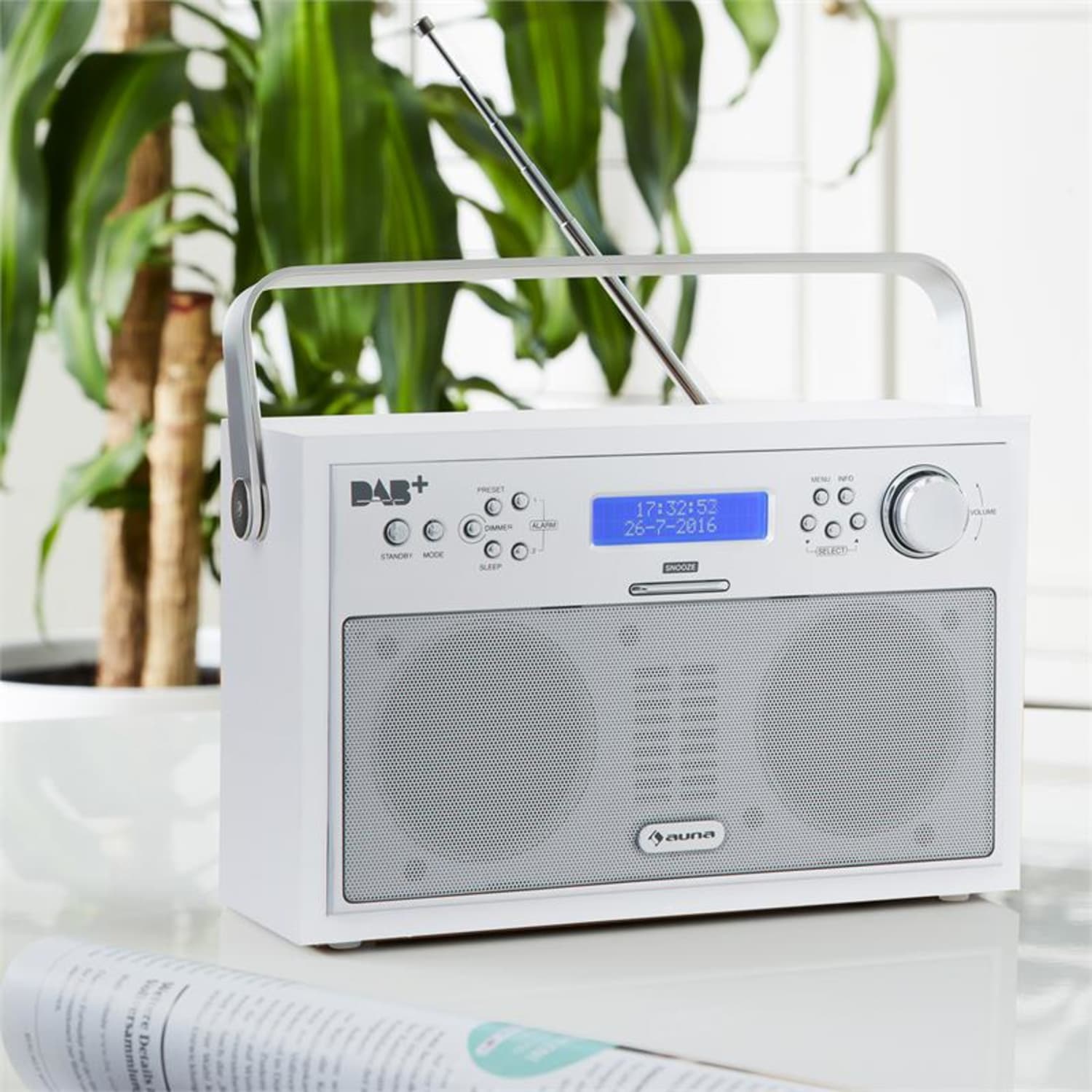 Akkord Radio digital portátil DAB+/PLL-FM Radio Alarma LCD blanca Blanco