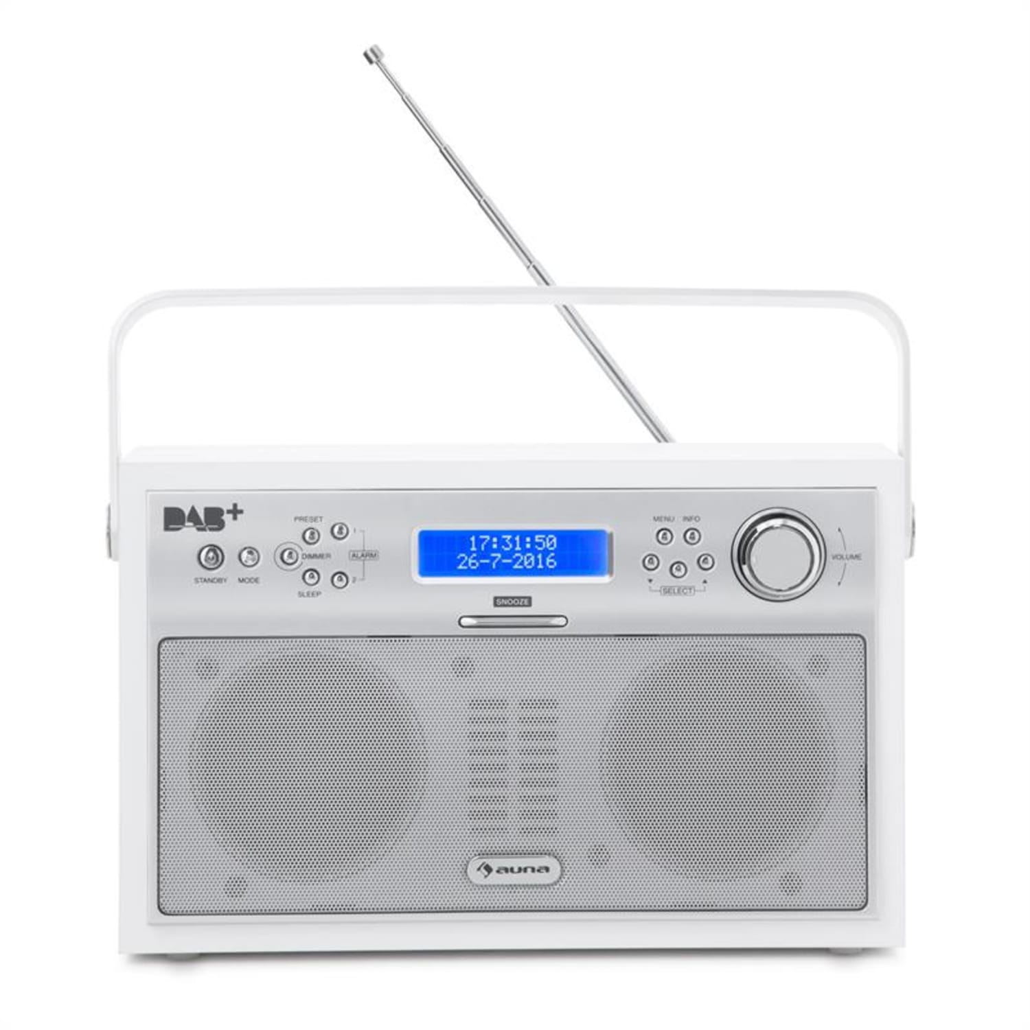 Akkord Radio digital portátil DAB+/PLL-FM Radio Alarma LCD blanca Blanco