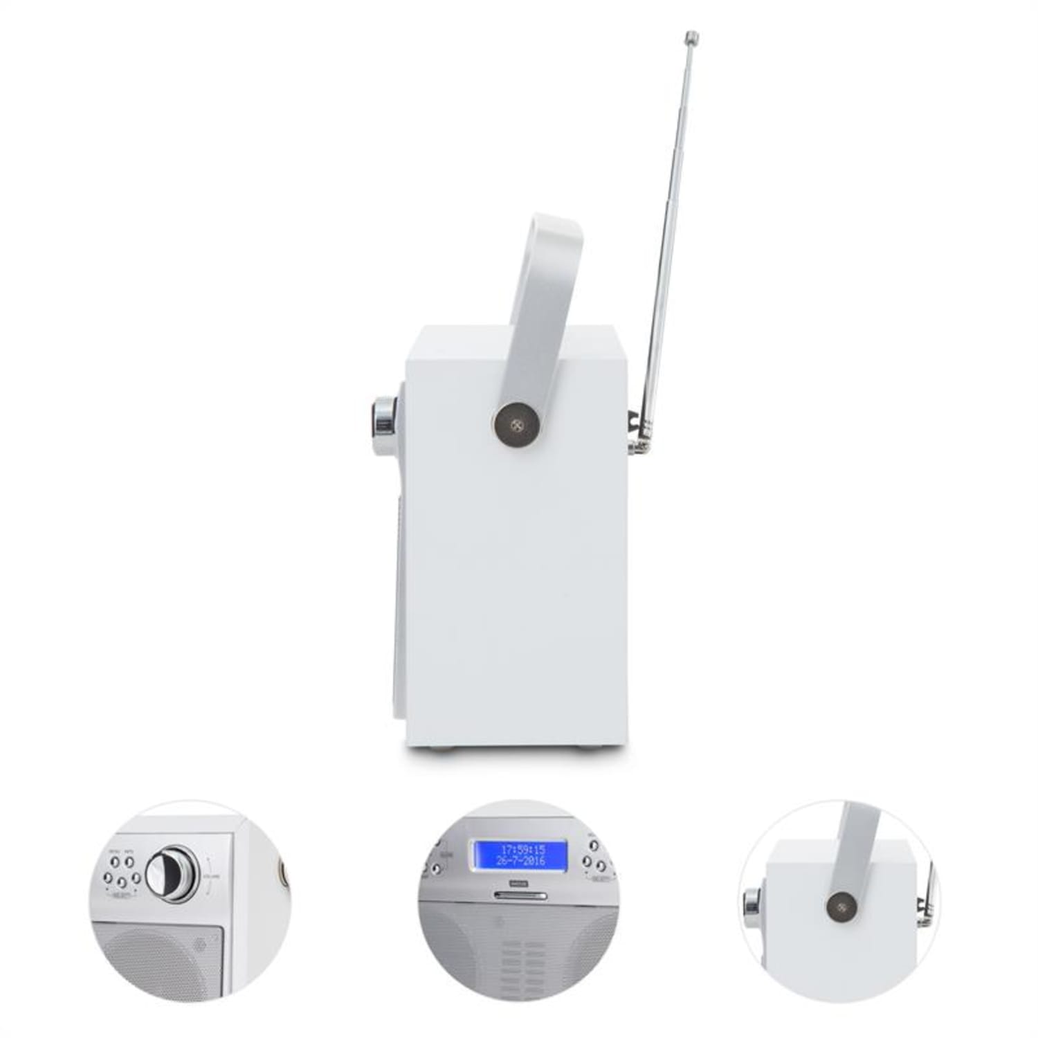 Akkord Radio digital portátil DAB+/PLL-FM Radio Alarma LCD blanca Blanco