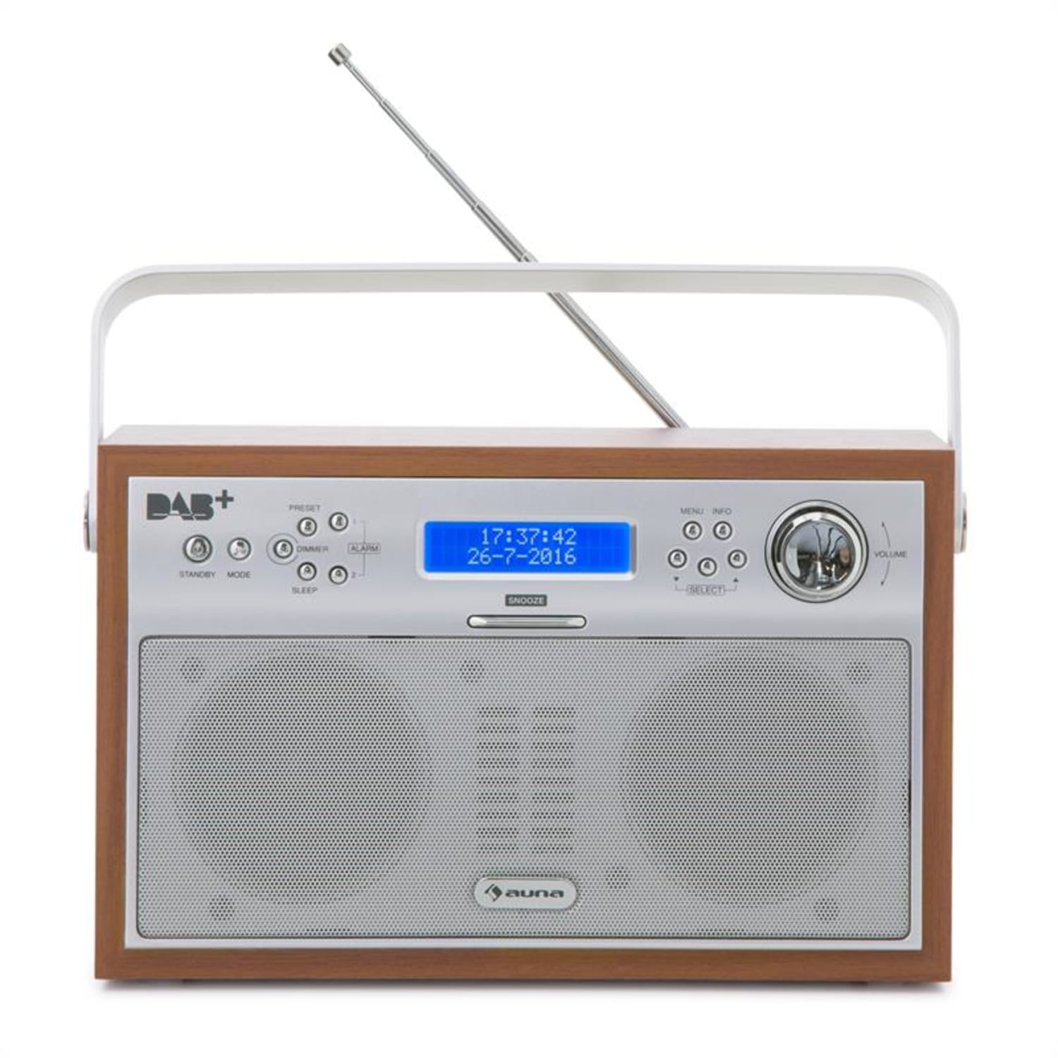 Akkord Radio digital portátil DAB+/PLL-FM Radio Alarma LCD color nuez Nuez