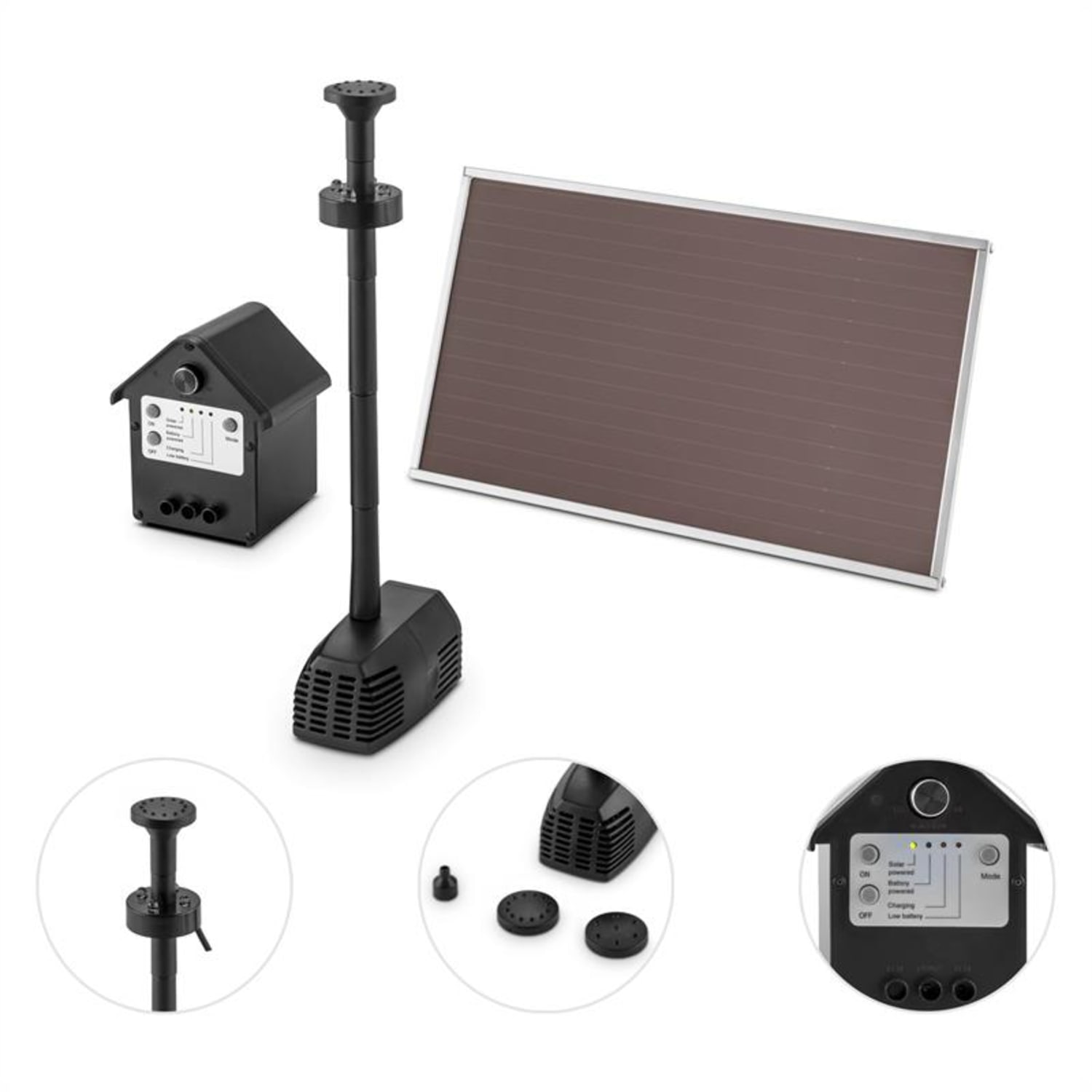 Waterworks 250 Water Pump Solar Fountain 250l / h LED Battery 250 Ltr/h