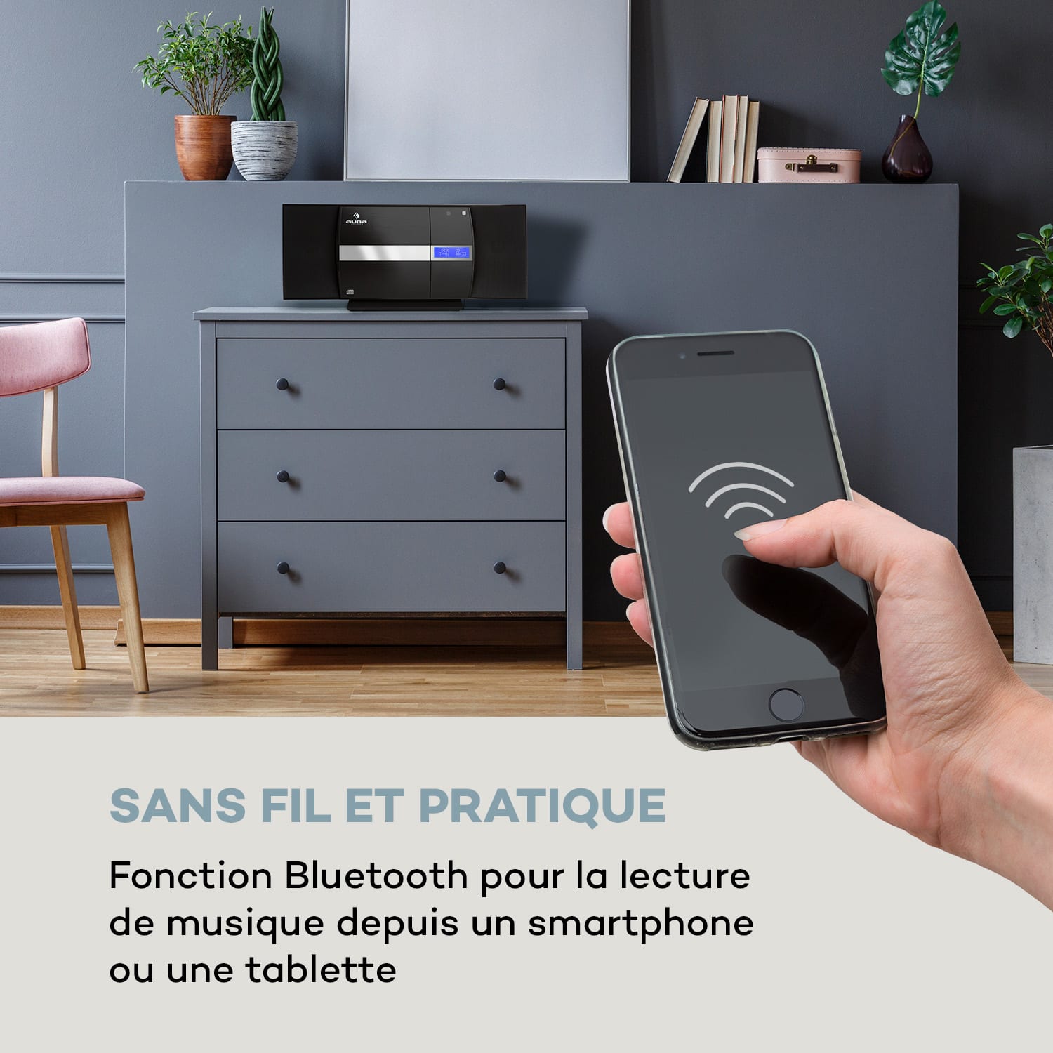 V-20 DAB Chaîne stéréo verticale Bluetooth NFC CD MP3 USB DAB+ & Tuner FM 