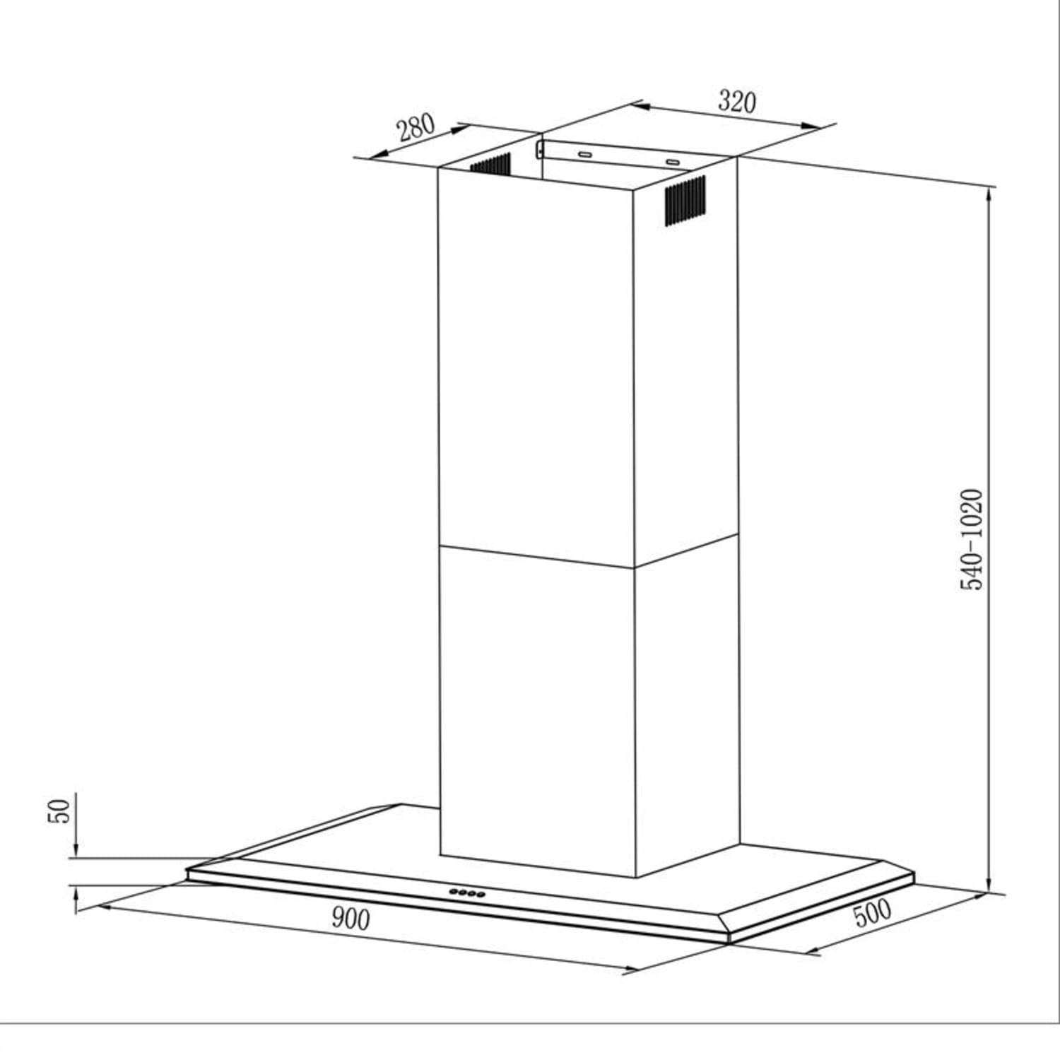 Violetta Bianco Okap kuchenny 90 cm Montaż ścienny 541 m³/h LED Biały