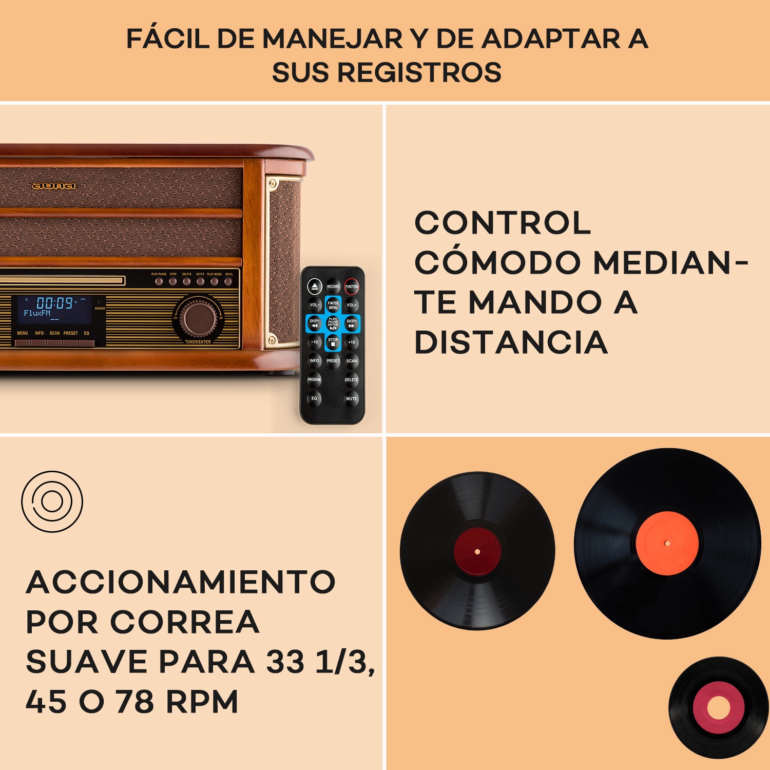 Belle Epoque 1908 Equipo estéreo retro DAB Tocadiscos DAB+ Bluetooth 