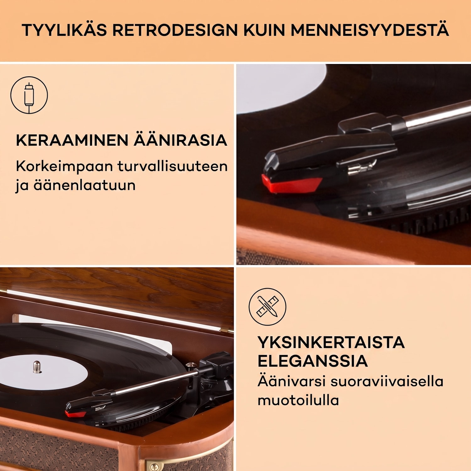Belle Epoque 1908 DAB retro stereo järjestelmä levysoitin DAB+ CD-Player / DAB-Radio | Kirsikkapuu