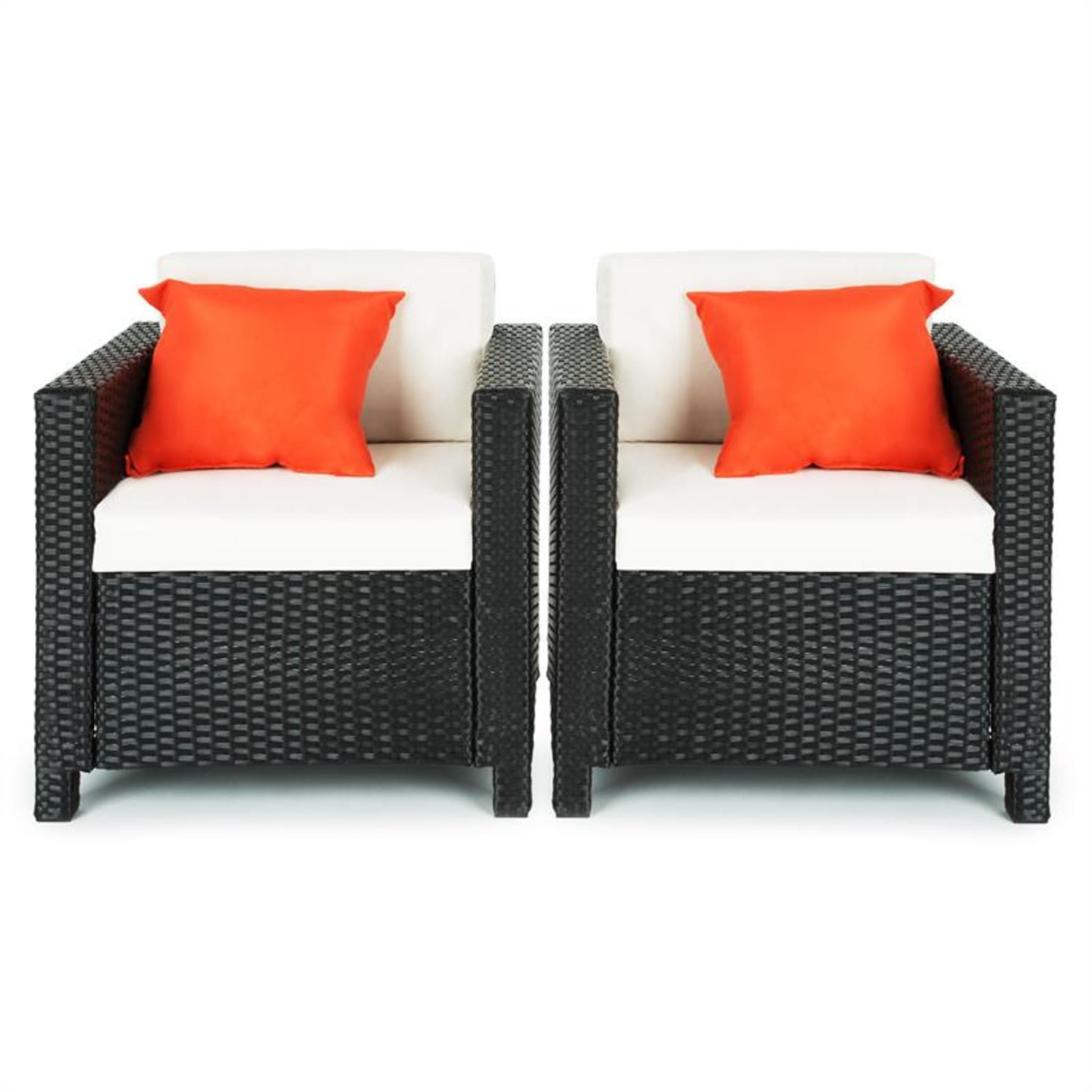 VERONA, ČRNA/BEŽ/ORANŽNA, SET VRTNEGA POHIŠTVA, 4-DELNI, POLIRATAN