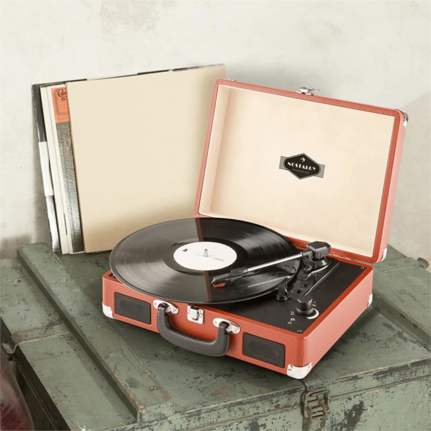 Peggy Sue Red Tocadiscos retro Vinilo LP USB Line Out Naranja oscuro 