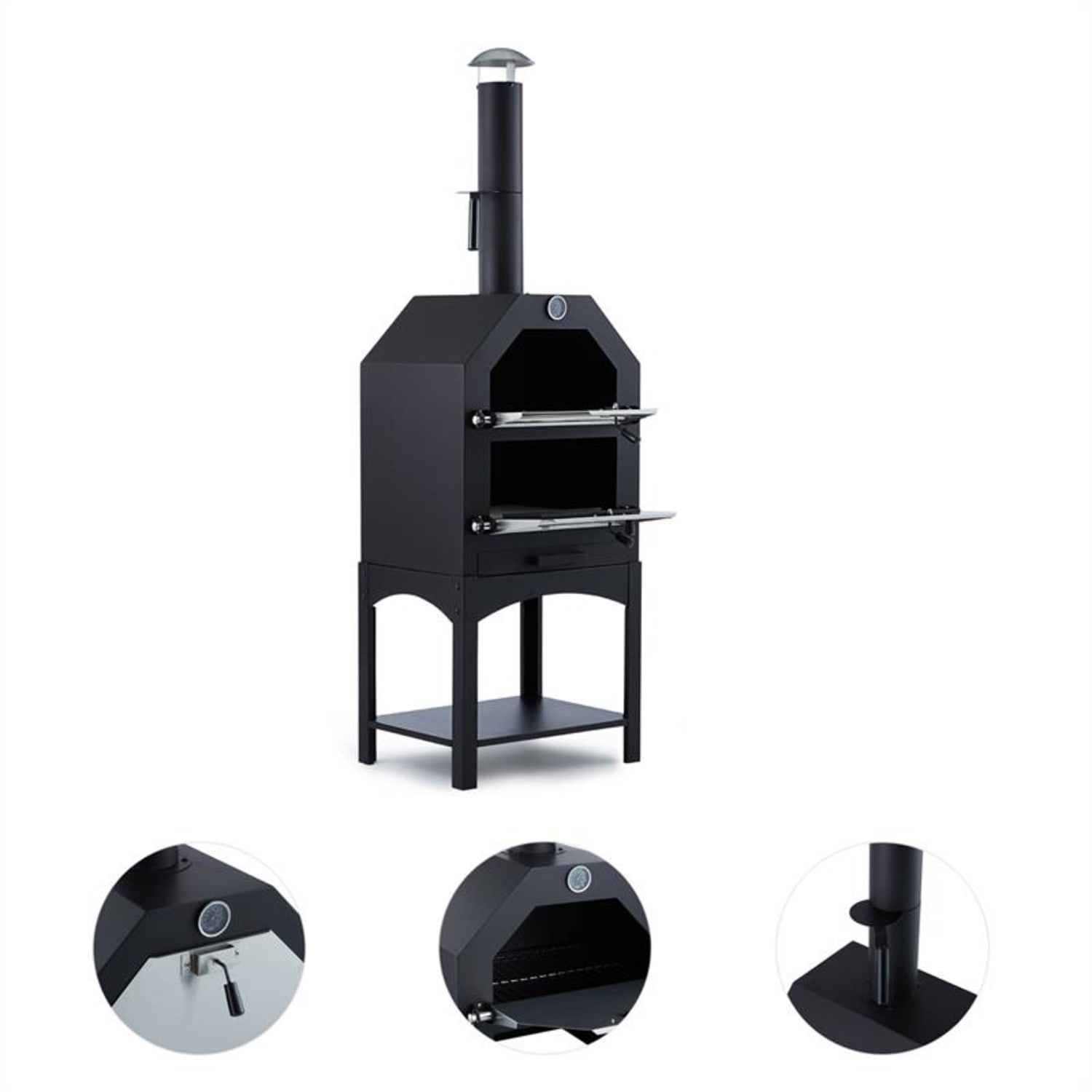 Pizzaiolo Horno para pizza Asador Horno ahumador Acero Piedra para pizza 