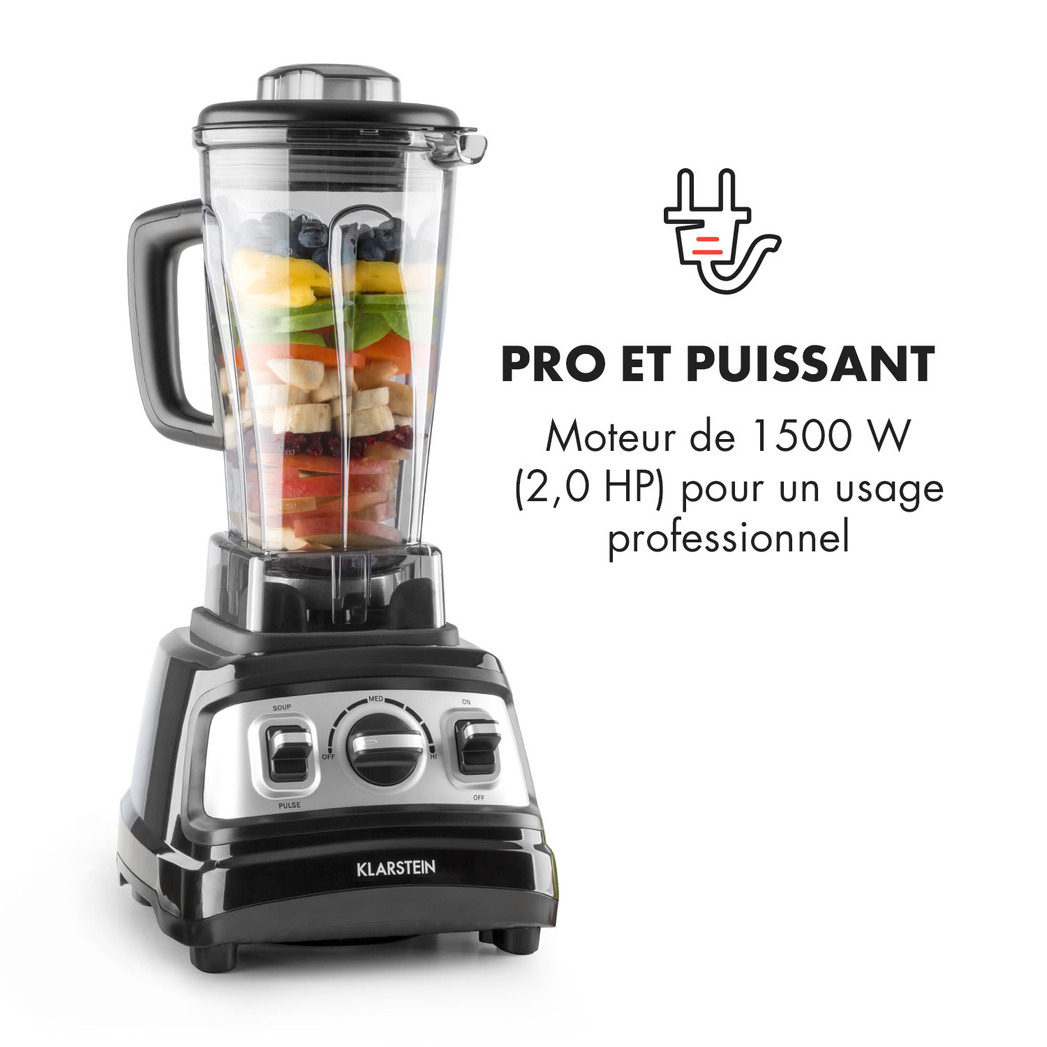 Herakles 3G-V2 Mixeur sur pied soupmaker 2L 200W moteur 2,7 CV sans BPA -noir 