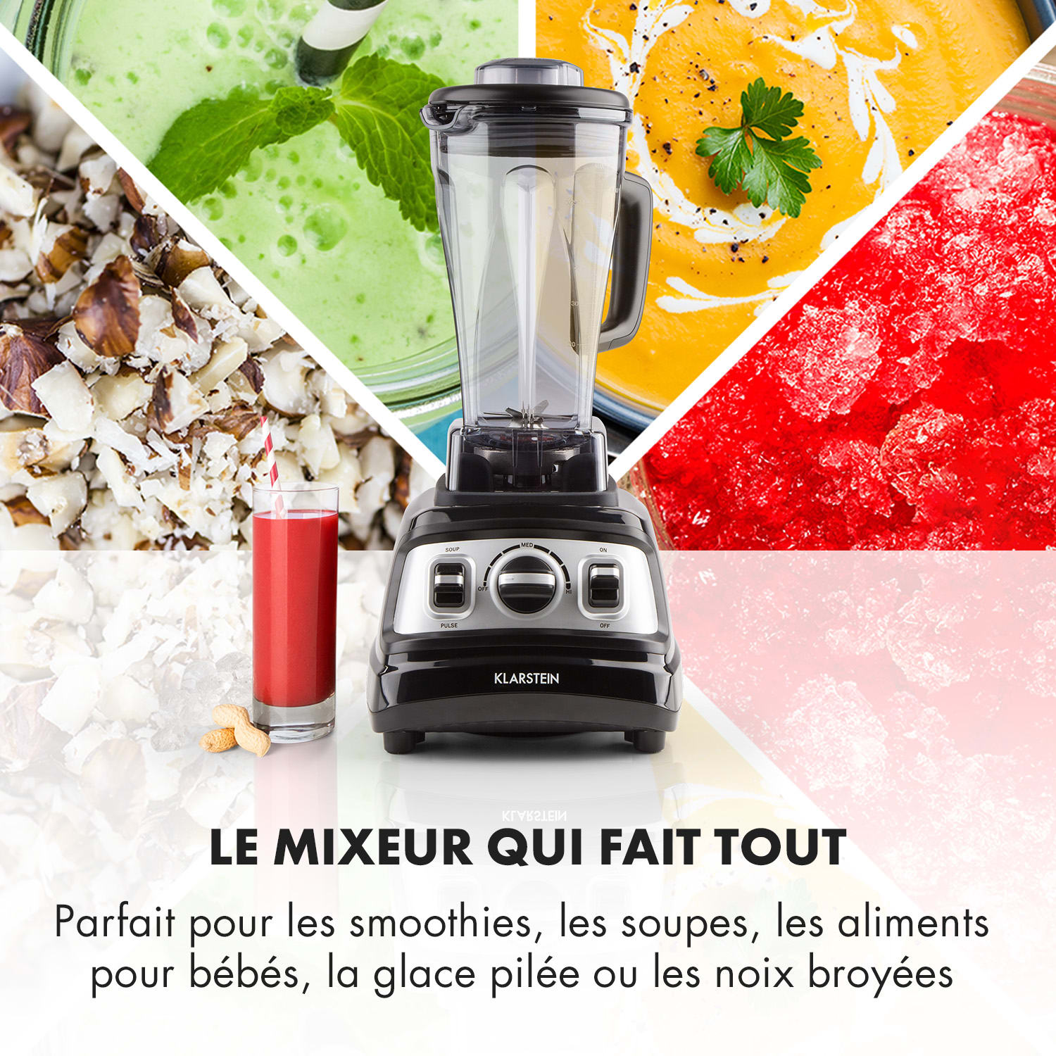 Herakles 3G-V2 Mixeur sur pied soupmaker 2L 200W moteur 2,7 CV sans BPA -noir 