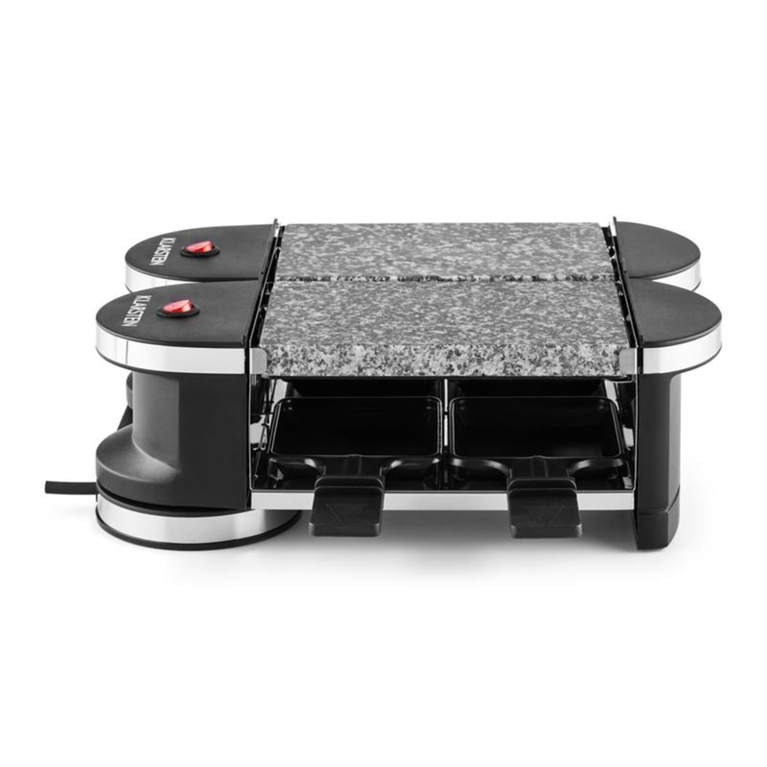 Tenderloingrill mini-raclette 600 W 360°podstawa 2 gorące kamienie Kamień naturalny | 4 patelenki raclette