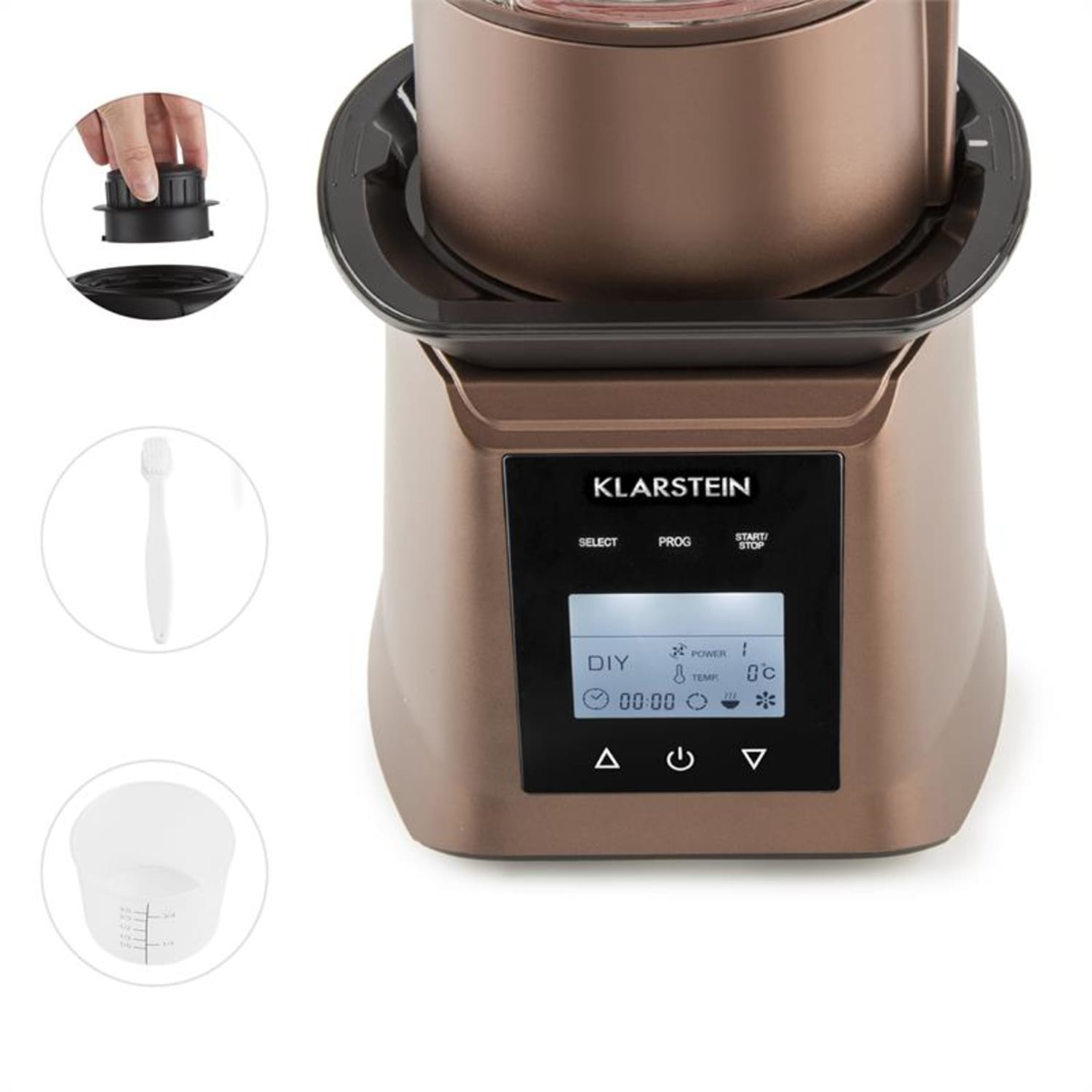 Klarstein Herakles Heat leves mixer, 1300W/1,7k 900W 1,75l BPA-free, üveg, kávészínű Bronz