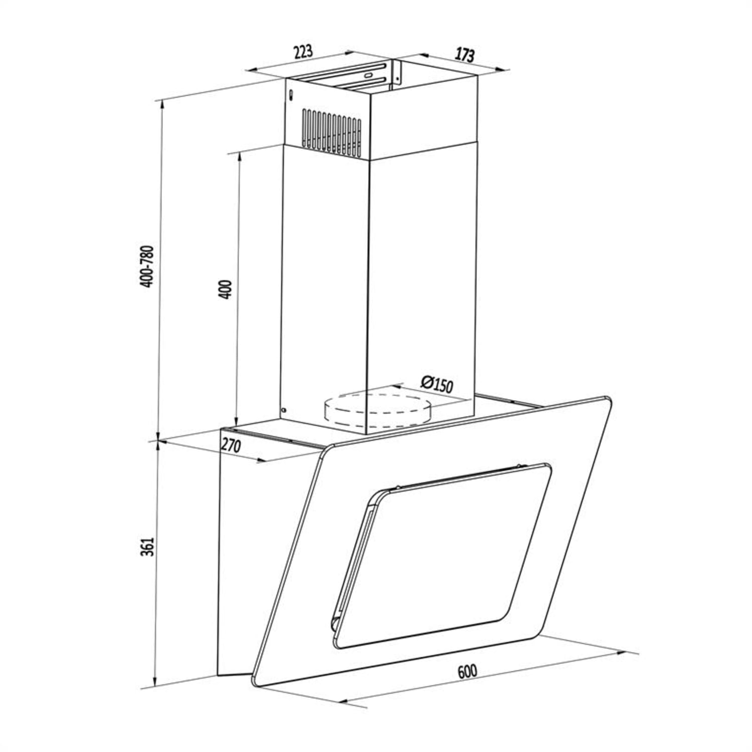 Lorea cap extractor gratuit 60 cm 290 m³ / h sticlă Touch alb 60 | Alb