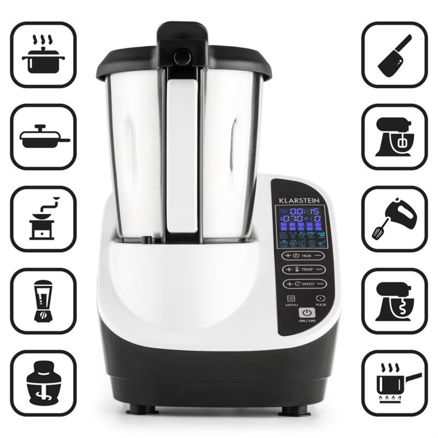 Robot de bucatarie, Programe 500/1100 W din oțel inoxidabil negru / alb Alb