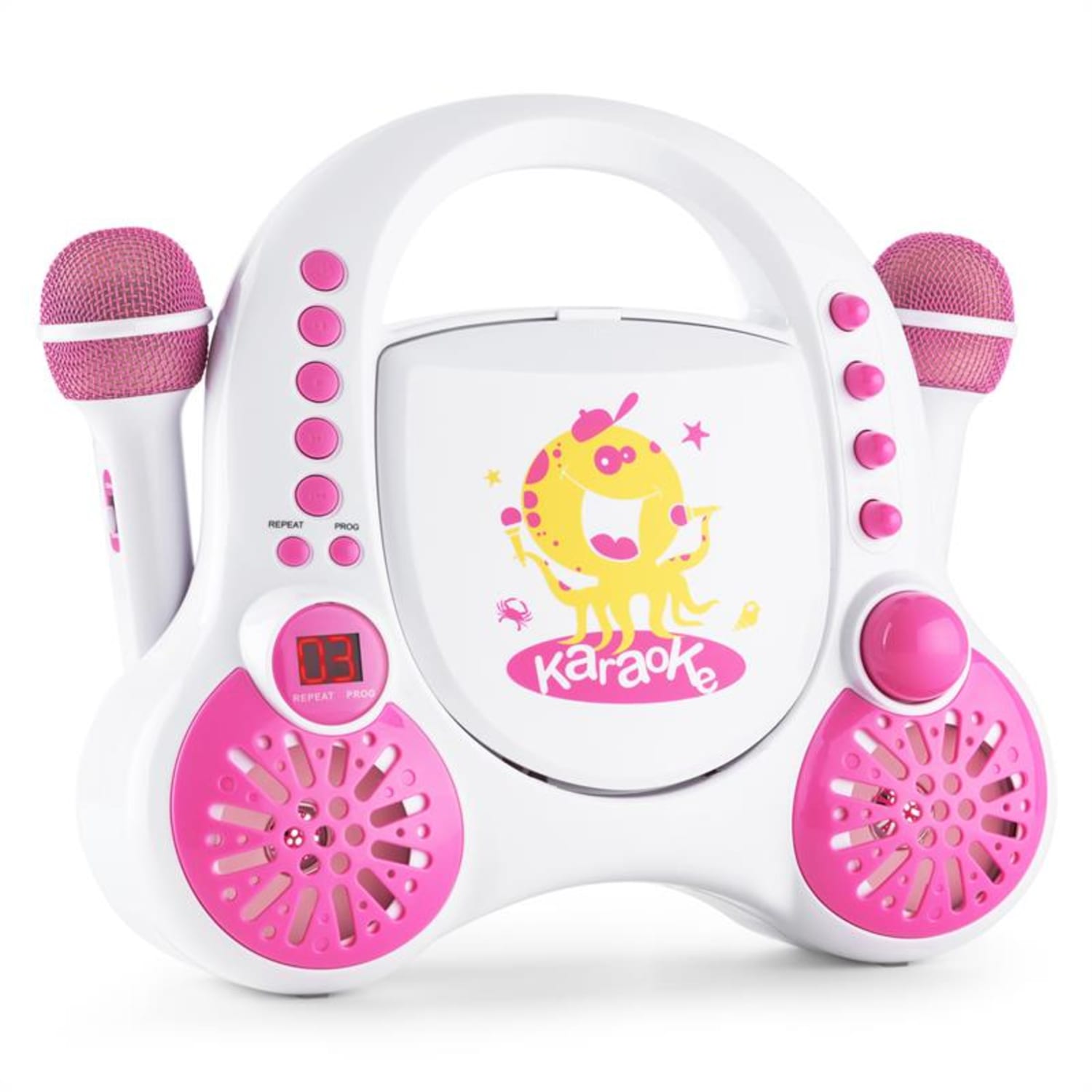 Rockpocket Système karaoké CD AUX 2x micros - Blanc Blanc