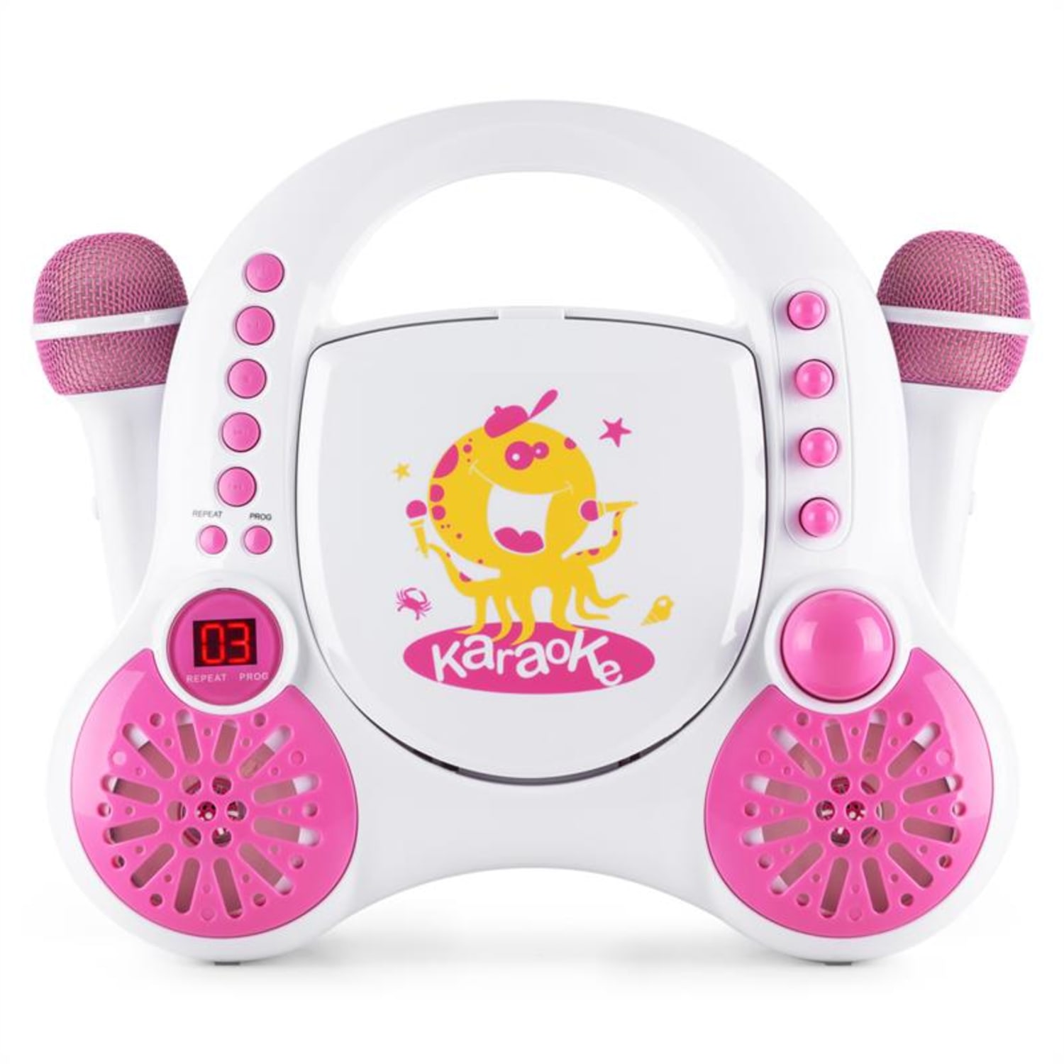 Rockpocket Système karaoké CD AUX 2x micros - Blanc Blanc