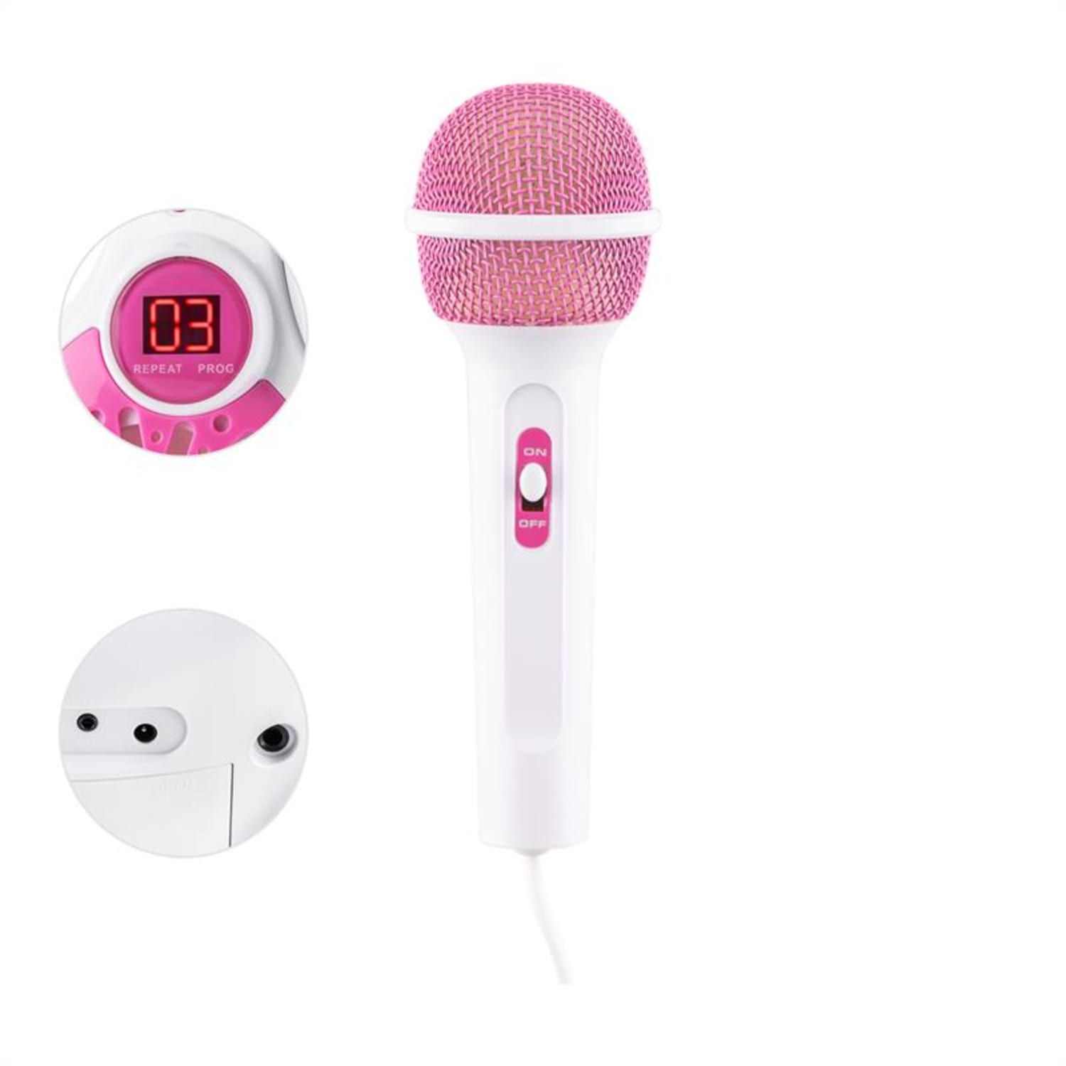Rockpocket Système karaoké CD AUX 2x micros - Blanc Blanc