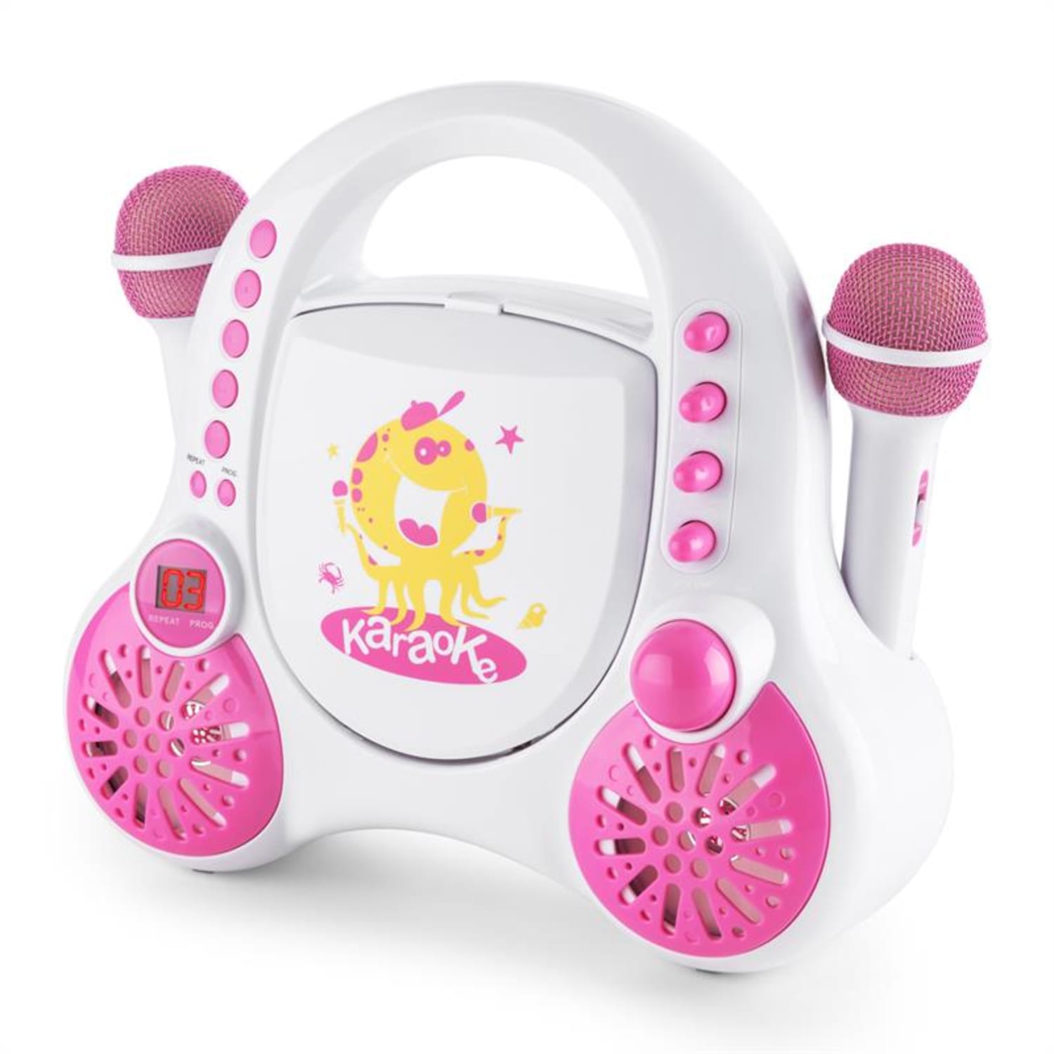 Rockpocket Système karaoké CD AUX 2x micros - Blanc Blanc