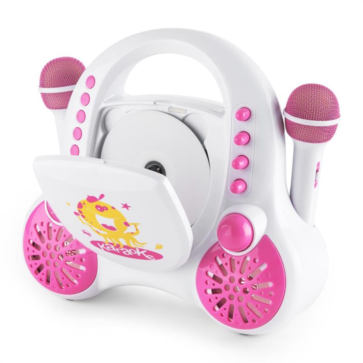 Rockpocket Système karaoké CD AUX 2x micros - Blanc Blanc