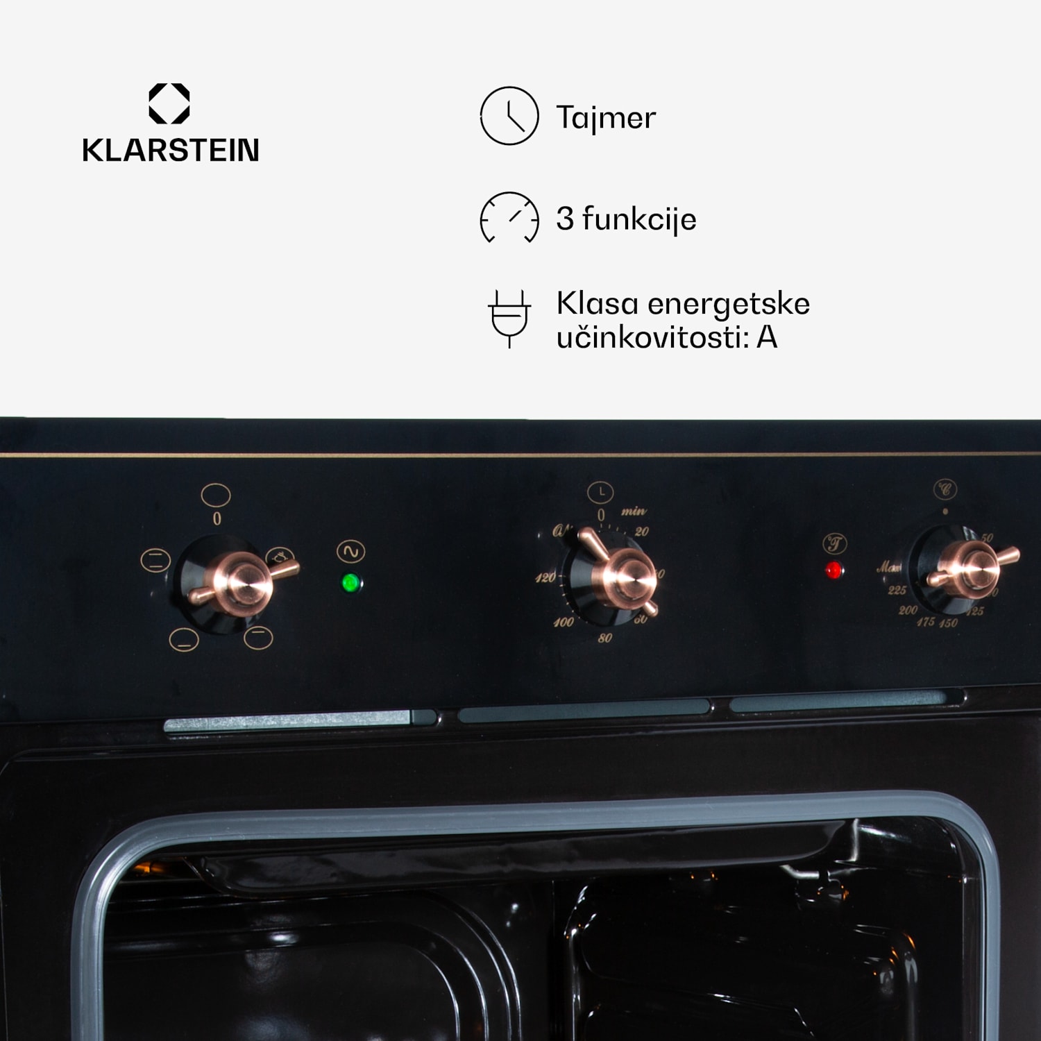 VILHELMINE, pećnica, 55L, ugradbena, energetski razred A, crna Crna