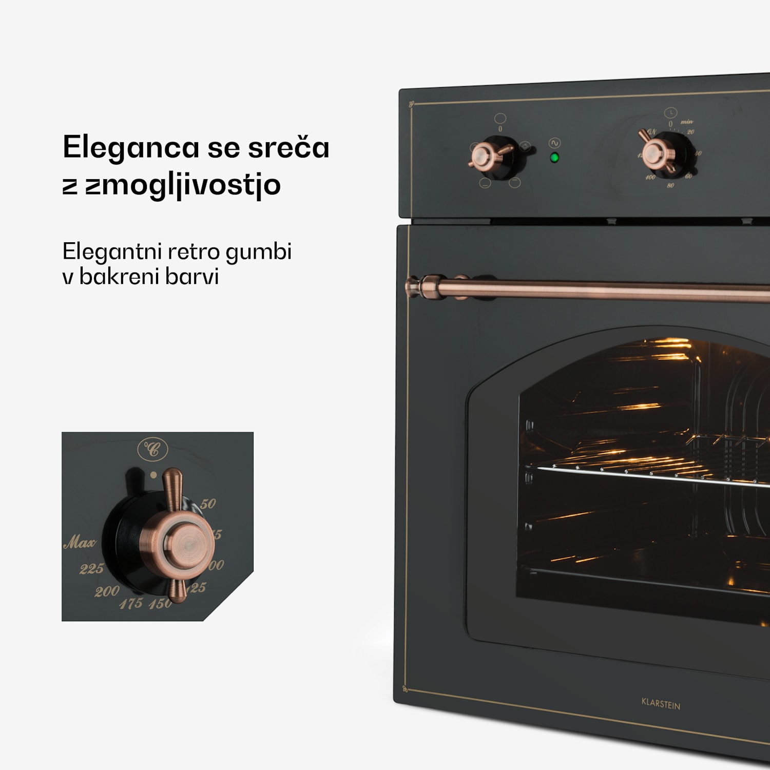 Vilhelmine Backofen 55 l Črna pečica, vgradna, energetski razred A Črna